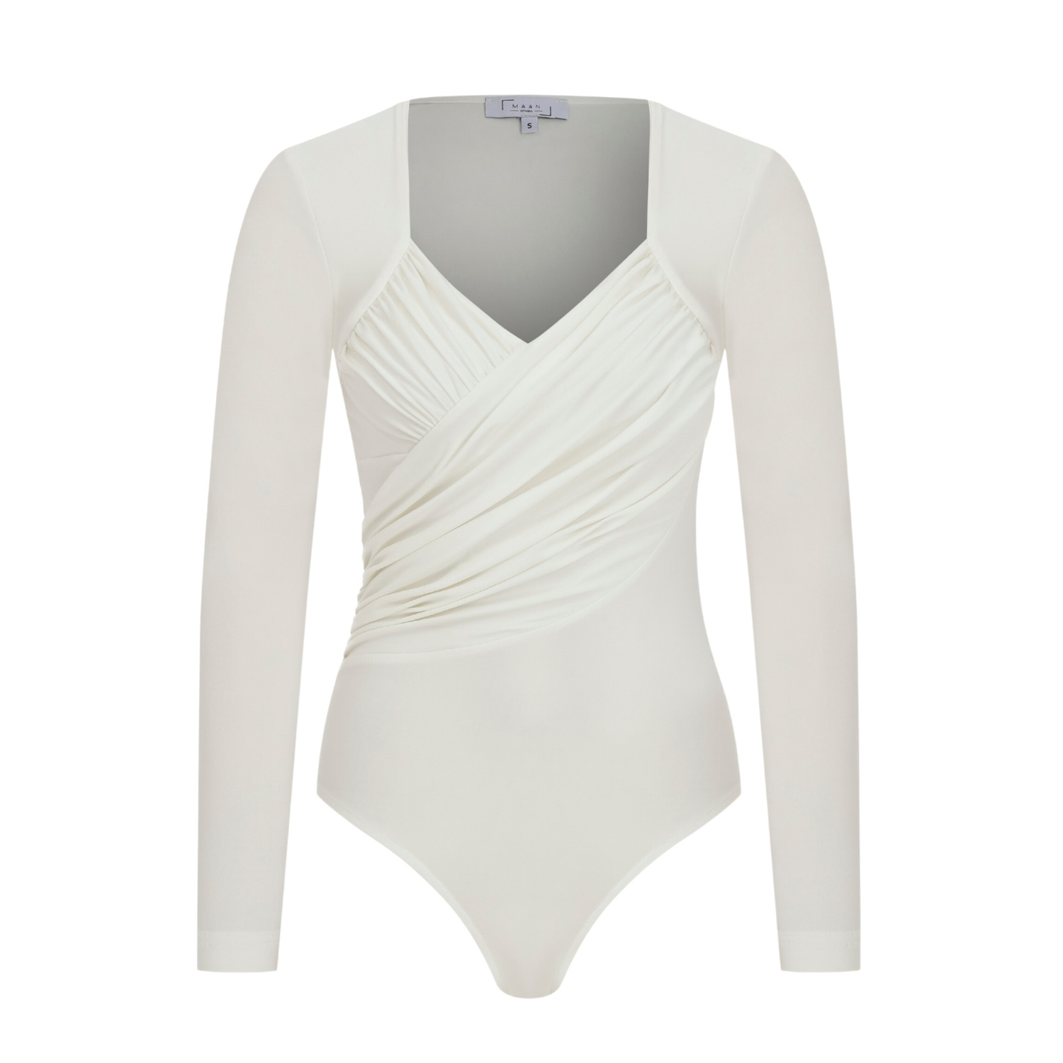 Maan Istanbul Women's Folds Detail White Bodysuit - The Wild Rose In White