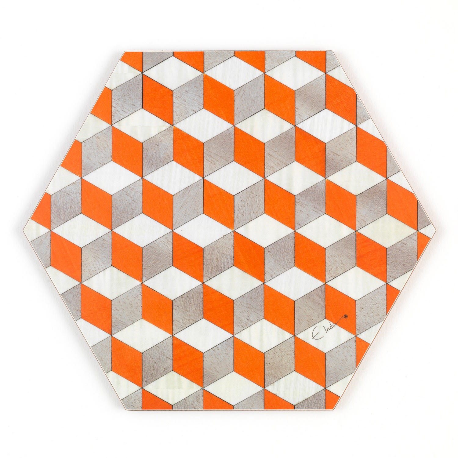 E. Inder Designs Orange / White / Grey Small Placemats Set Four In Vibrant Orange White And Grey. Heat Proof Melamine In Multi