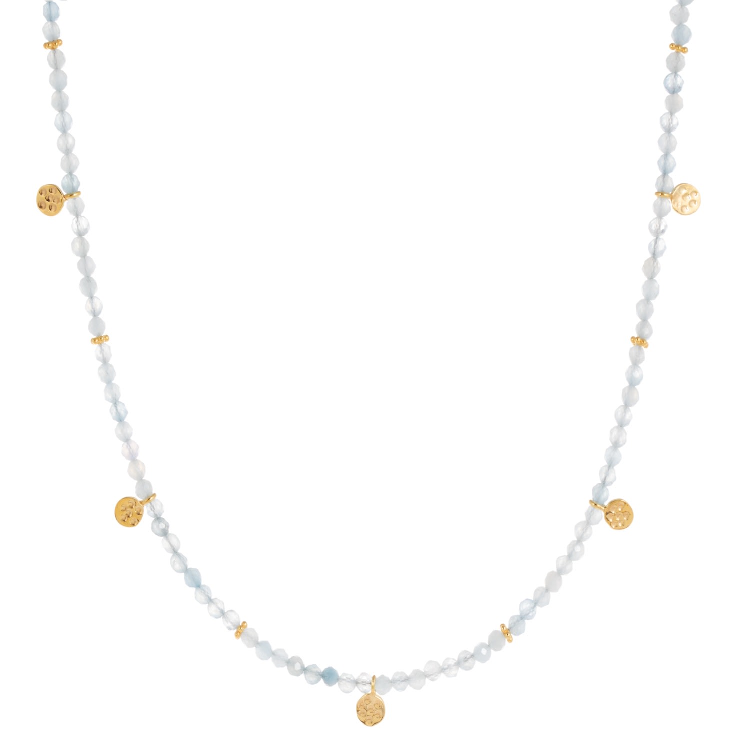 Women’s Gold / Green / Grey Eva Aquamarine Reversible Necklace With Gold Discs Amadeus