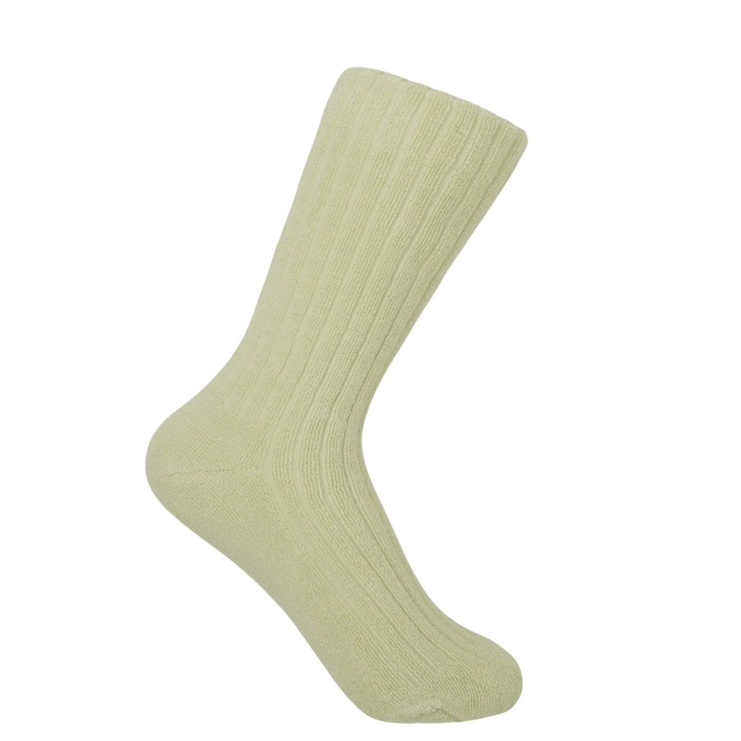 Peper Harow - Made In England Neutrals Ribbed Women's Bed Socks - Cream In Green
