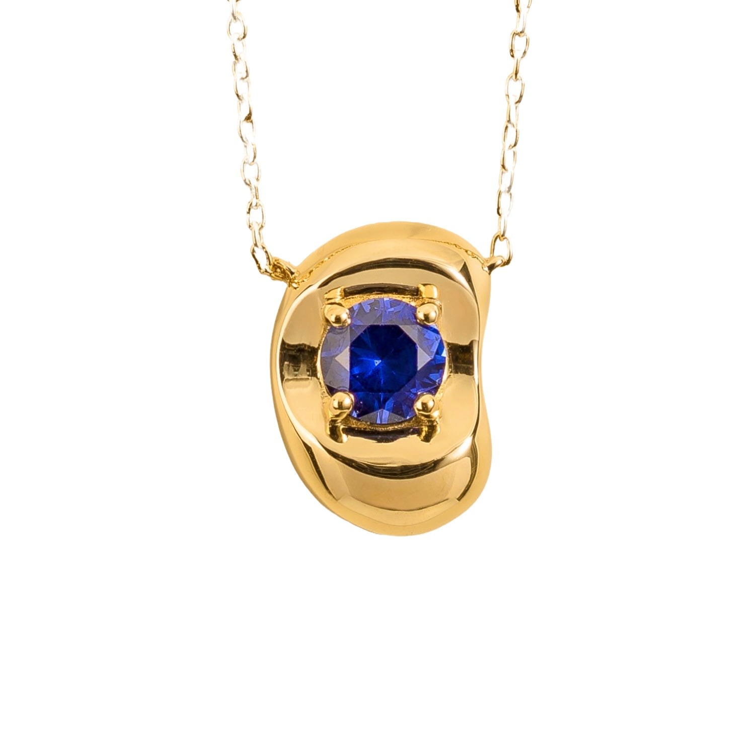 Juvetti Women's Gold / Blue Fava Gold Necklace Set With Blue Sapphire In Multi