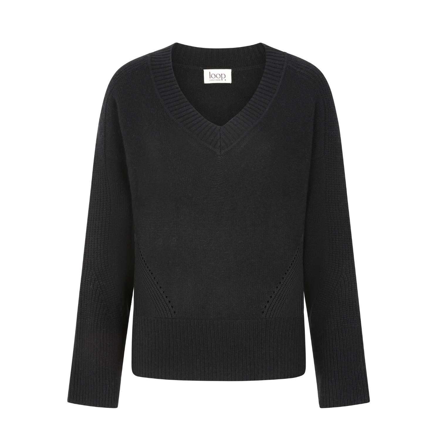 Loop Cashmere Women's V-neck Lofty Sweatshirt In Black In Black
