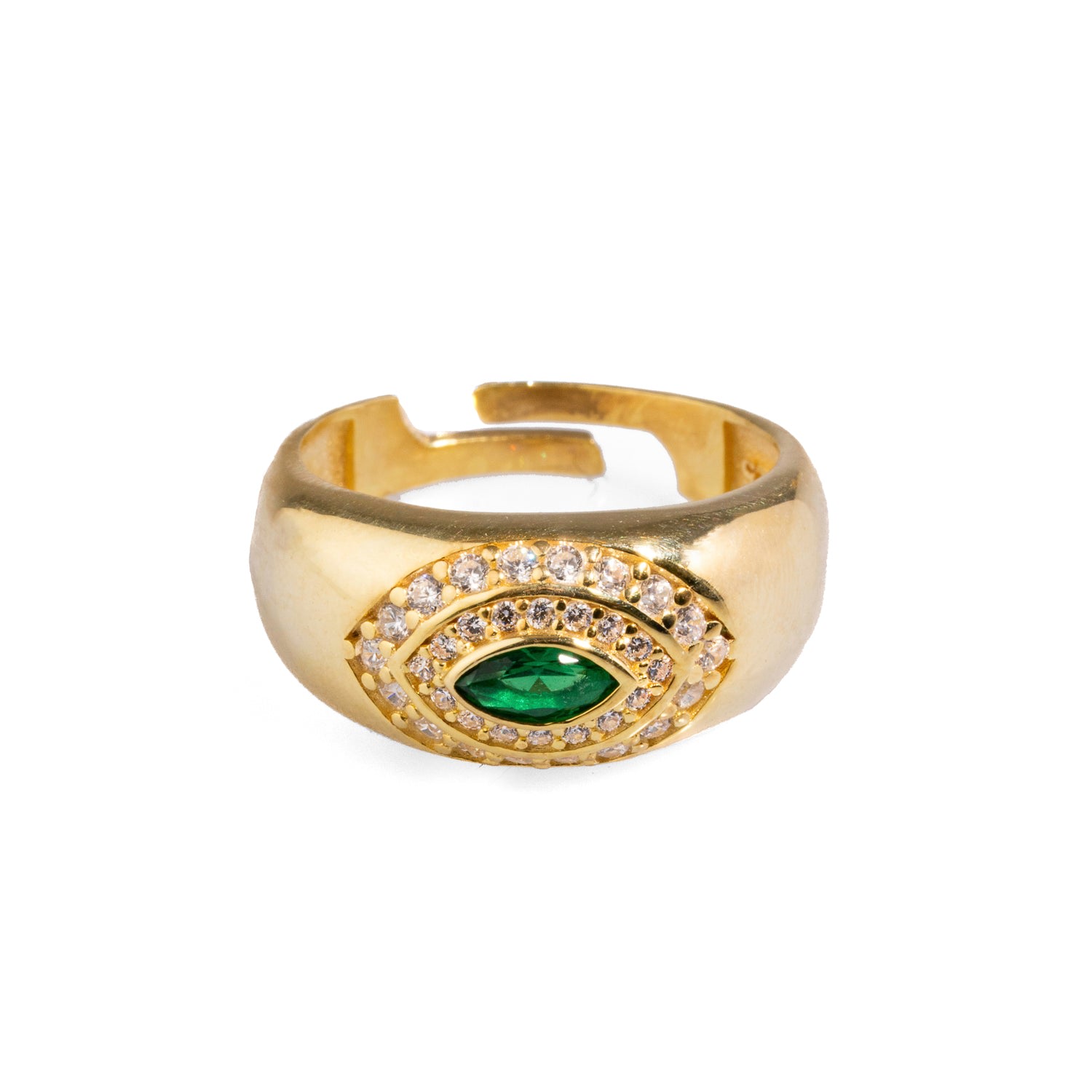 Ebru Jewelry Women's Gold / Green Emerald & Diamond Gold Vermeil Statement Ring - Gold In Gold