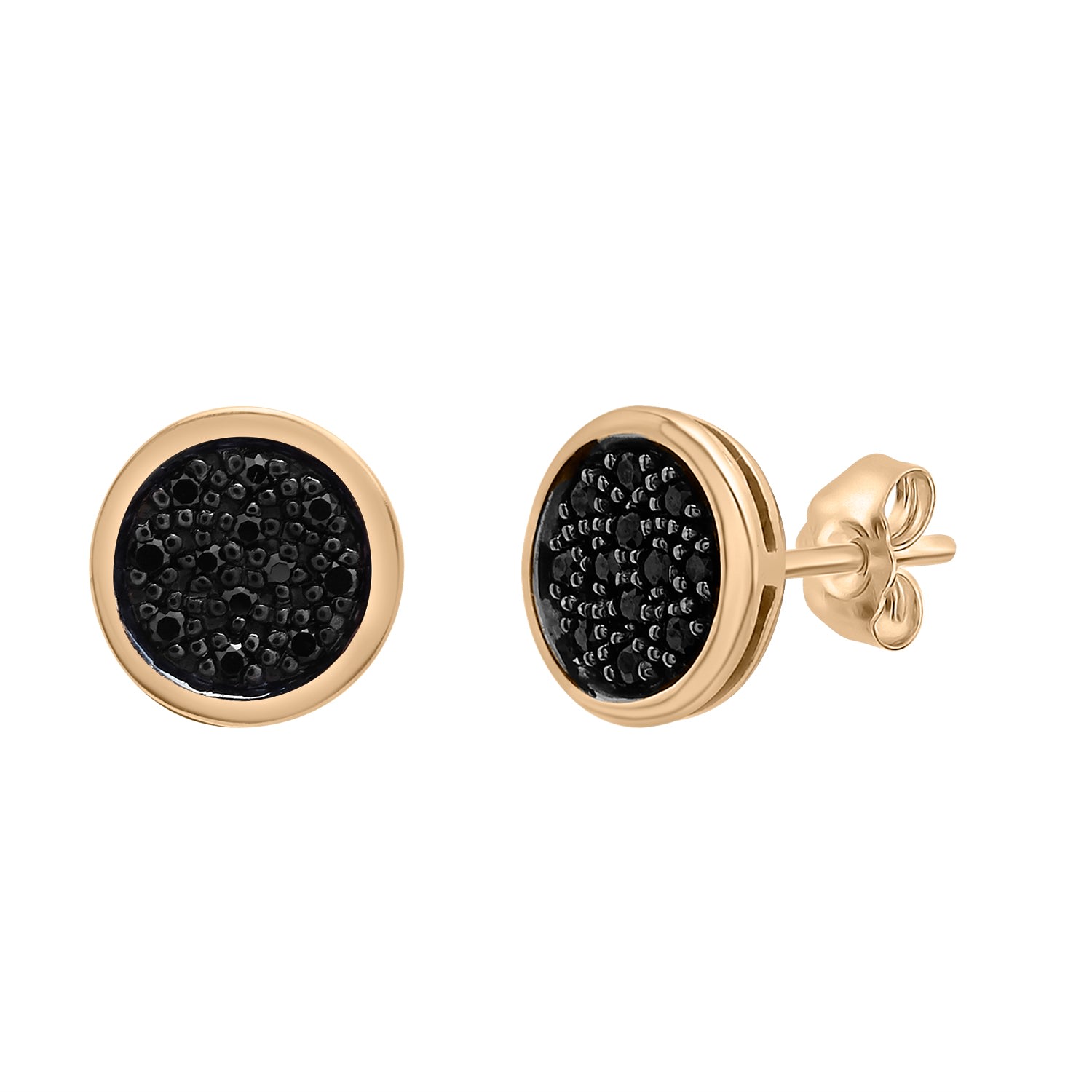 Miki & Jane Women's Orange / Black Fanny- Black Diamond Circle Earrings Set In 14k Yellow Gold In Multi