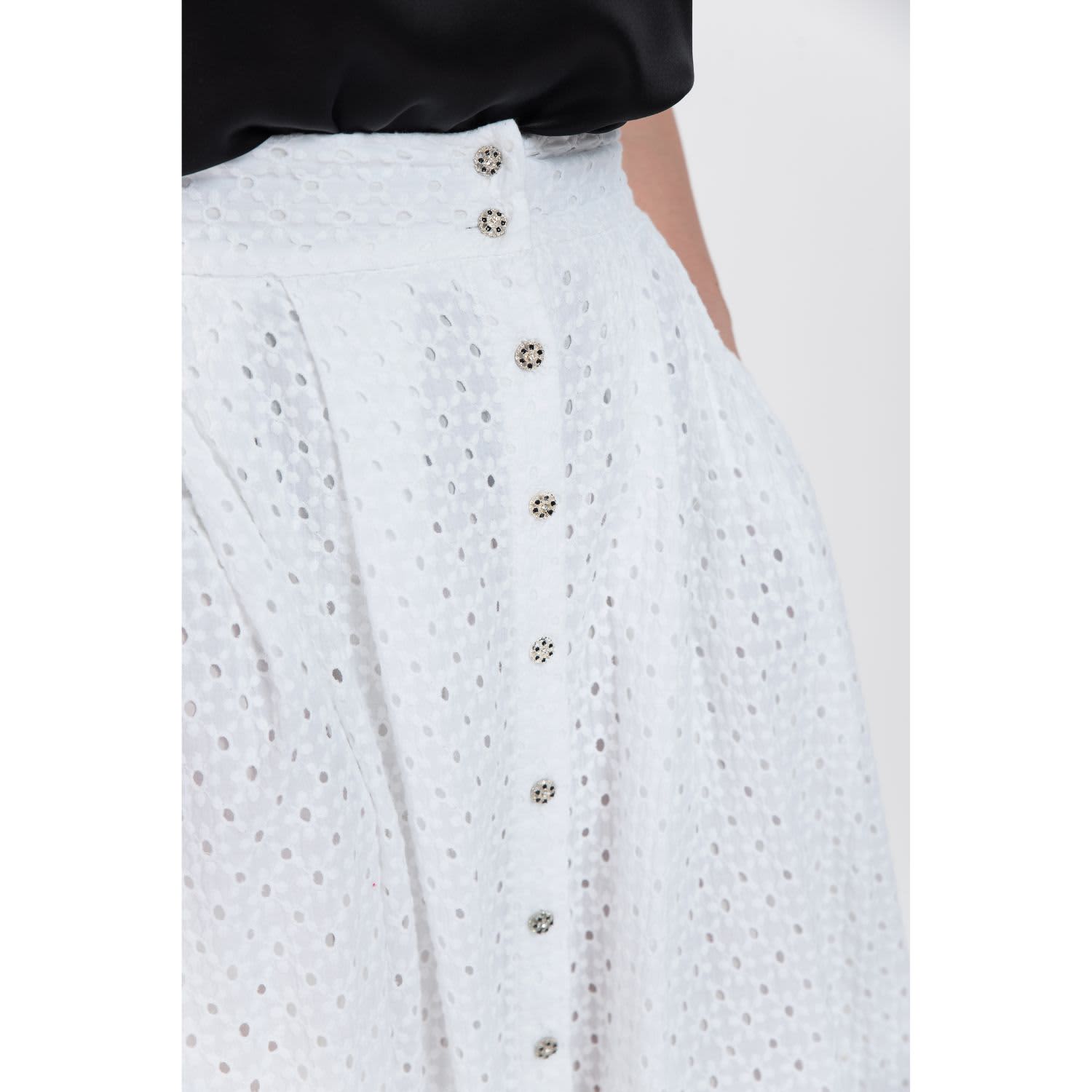 Midi White Cotton Skirt With Pockets | IZABELA MANDOIU