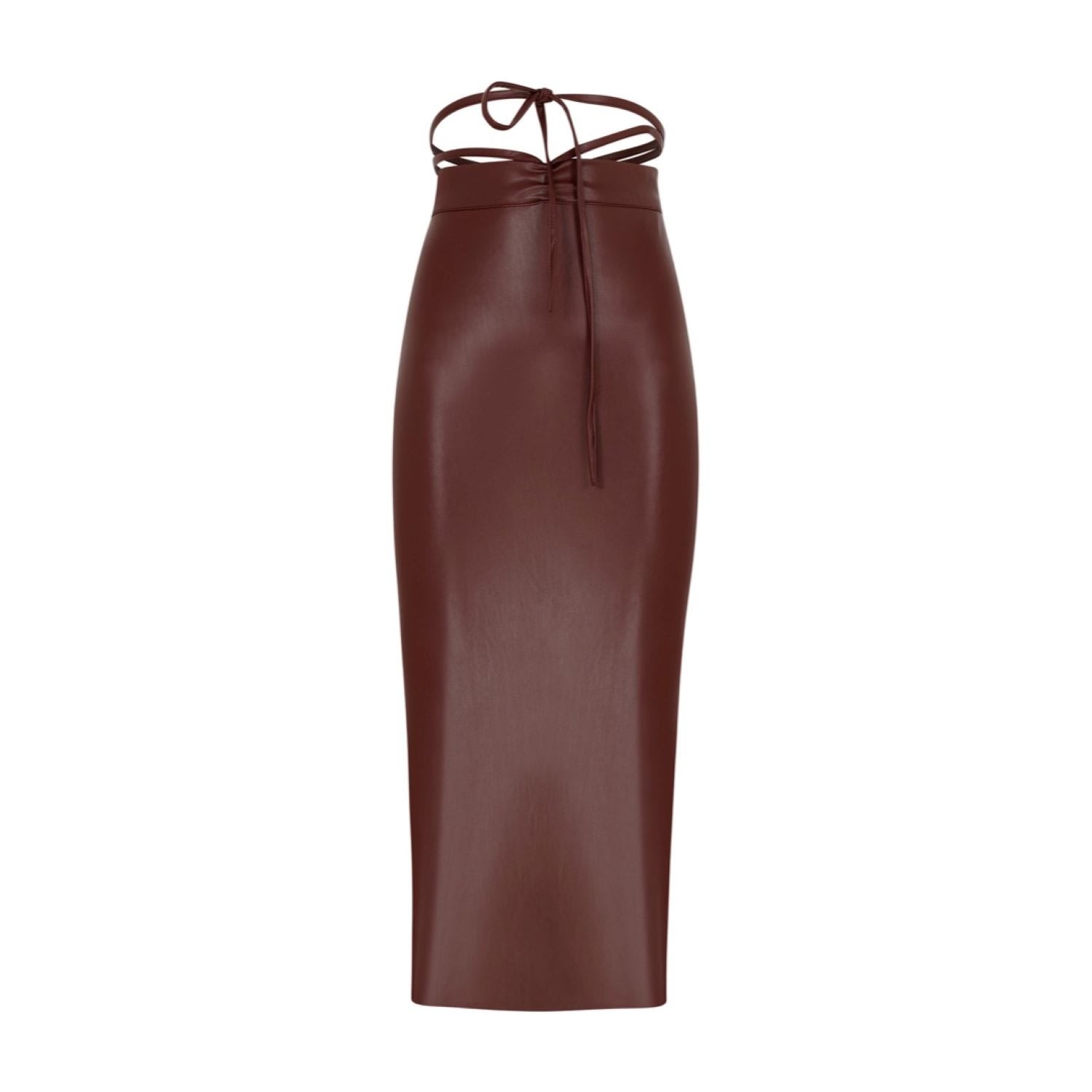 Women’s Red Vegan Leather Tied Up Skirt In Burgundy Extra Small Maeve