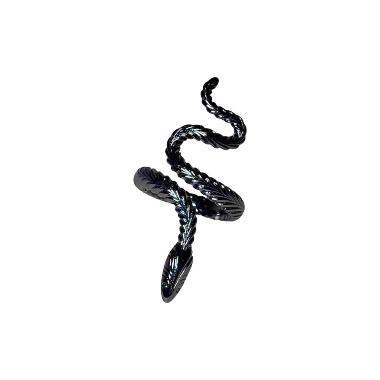 Women s Reputation Snake Wrap Ring Black Rhodium Jagged Halo Jewelry