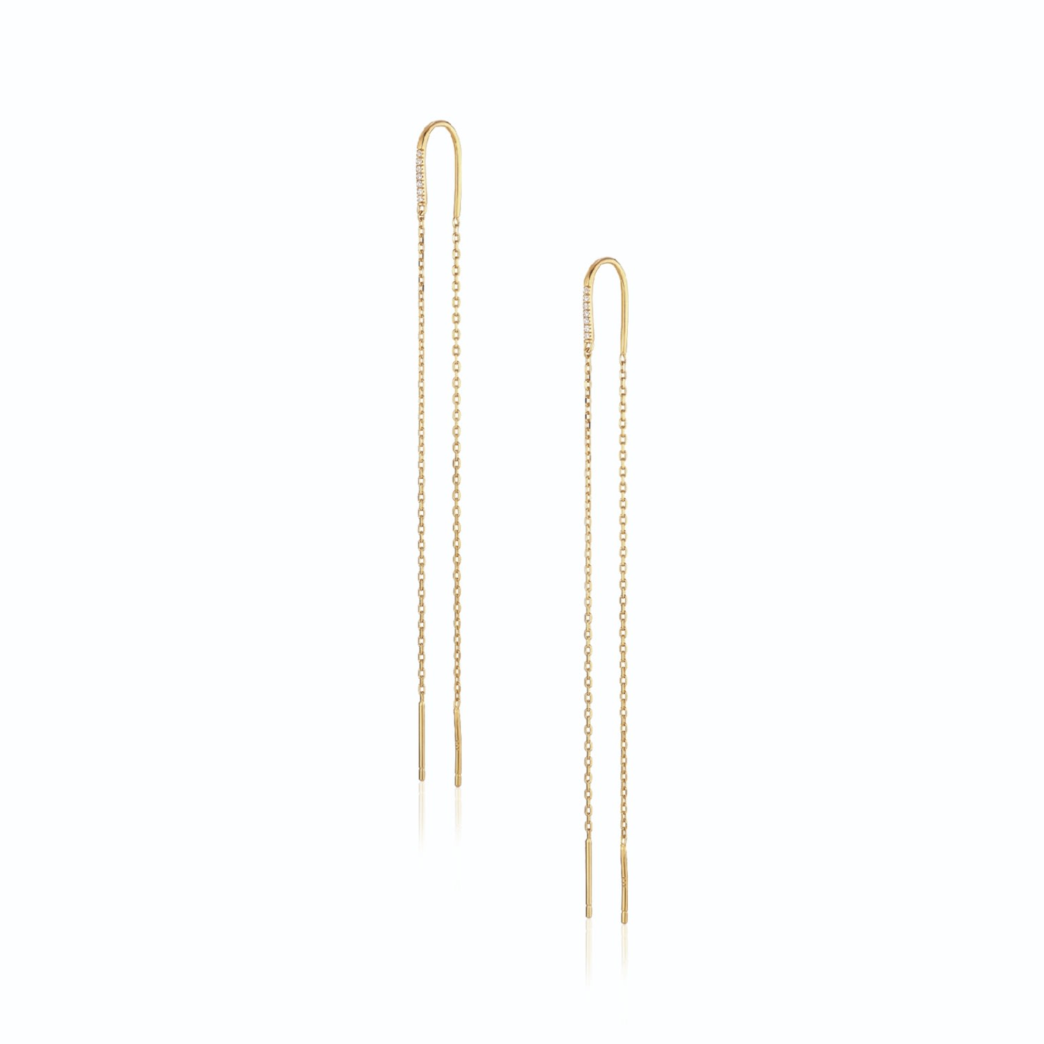 Alura Copenhagen Jewellery Women's Gold Grace - Bow Earrings With Zircons & Chains In Gold