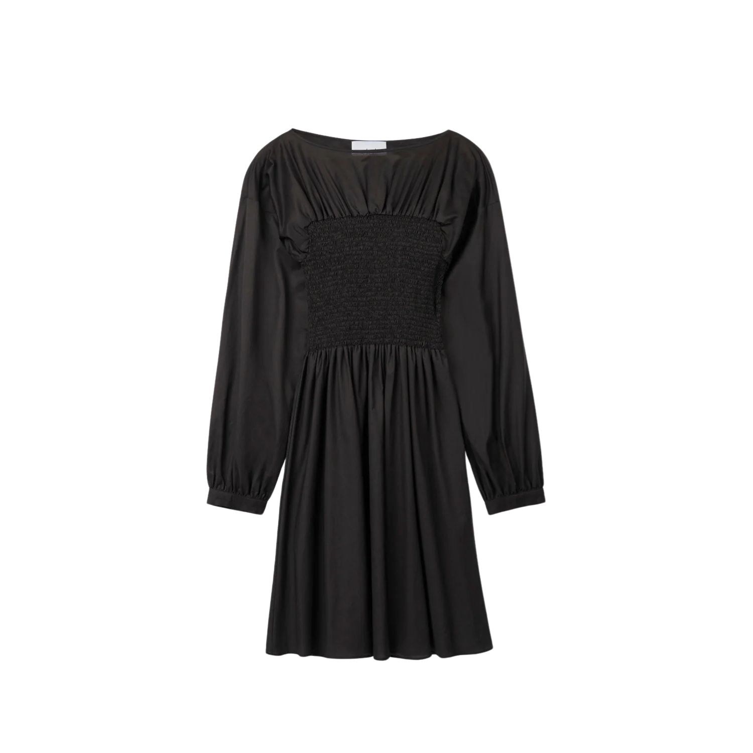 Dal The Label Smocked Cupro Midi Dress In Black