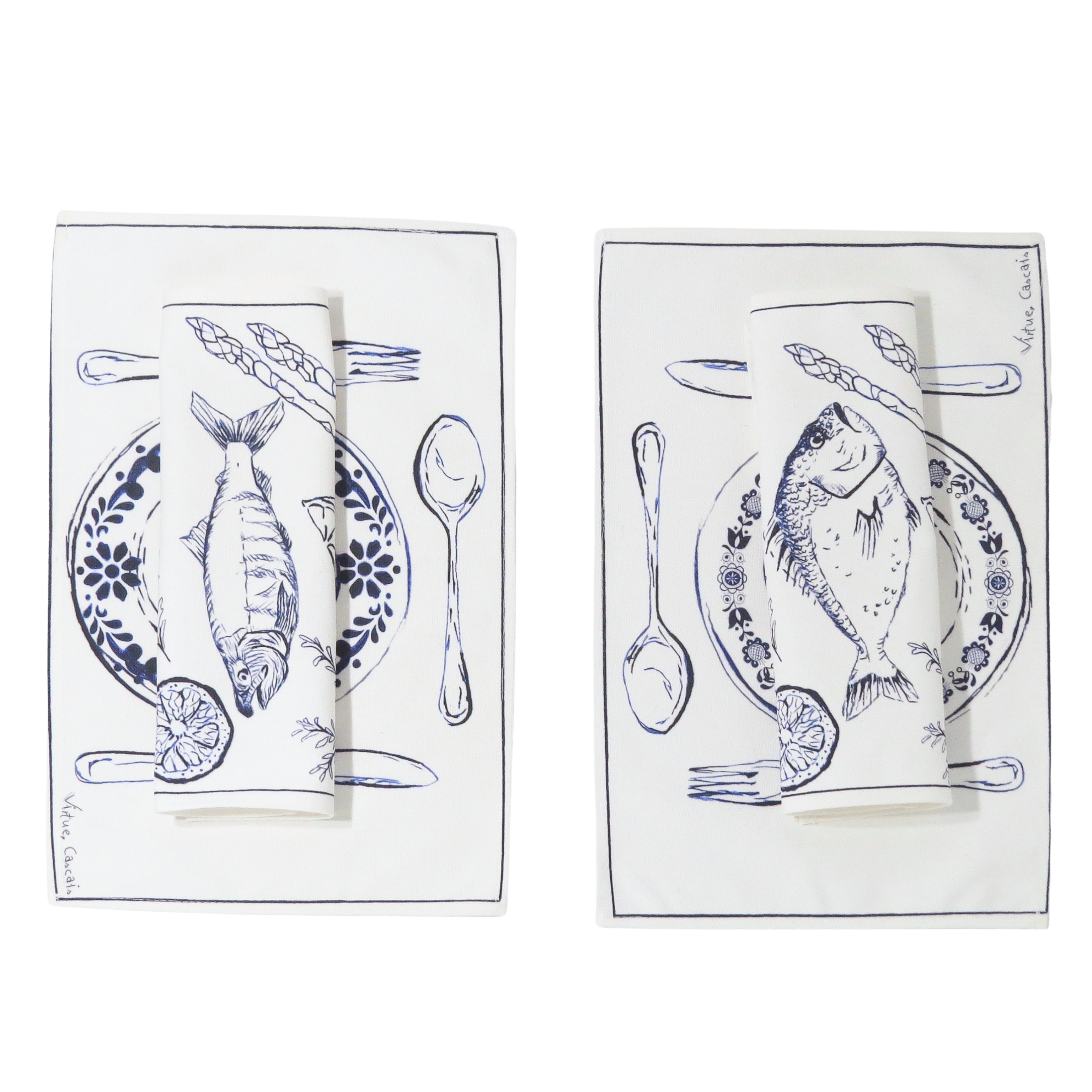 Virtue Blue / White Straight From The Sea Table Set In Multi