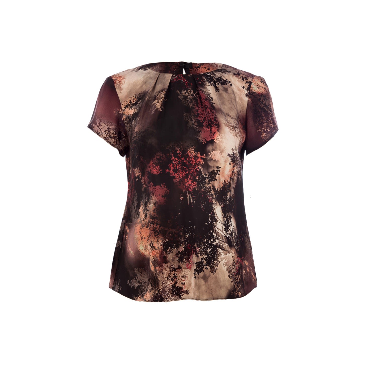 Women’s Short Sleeve Print Top In Cupro By Conquista Xs