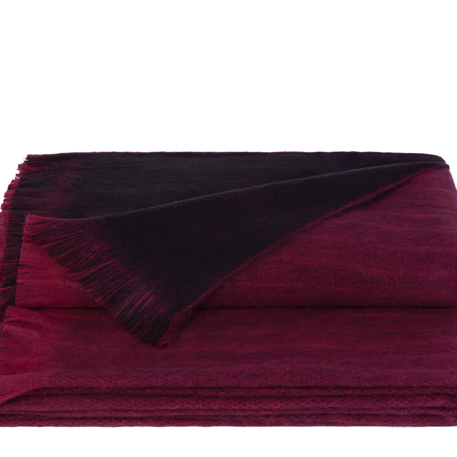 Double Plaid Aubergine Black Alpaca Wool Throw Alpaca Loca Wolf Badger