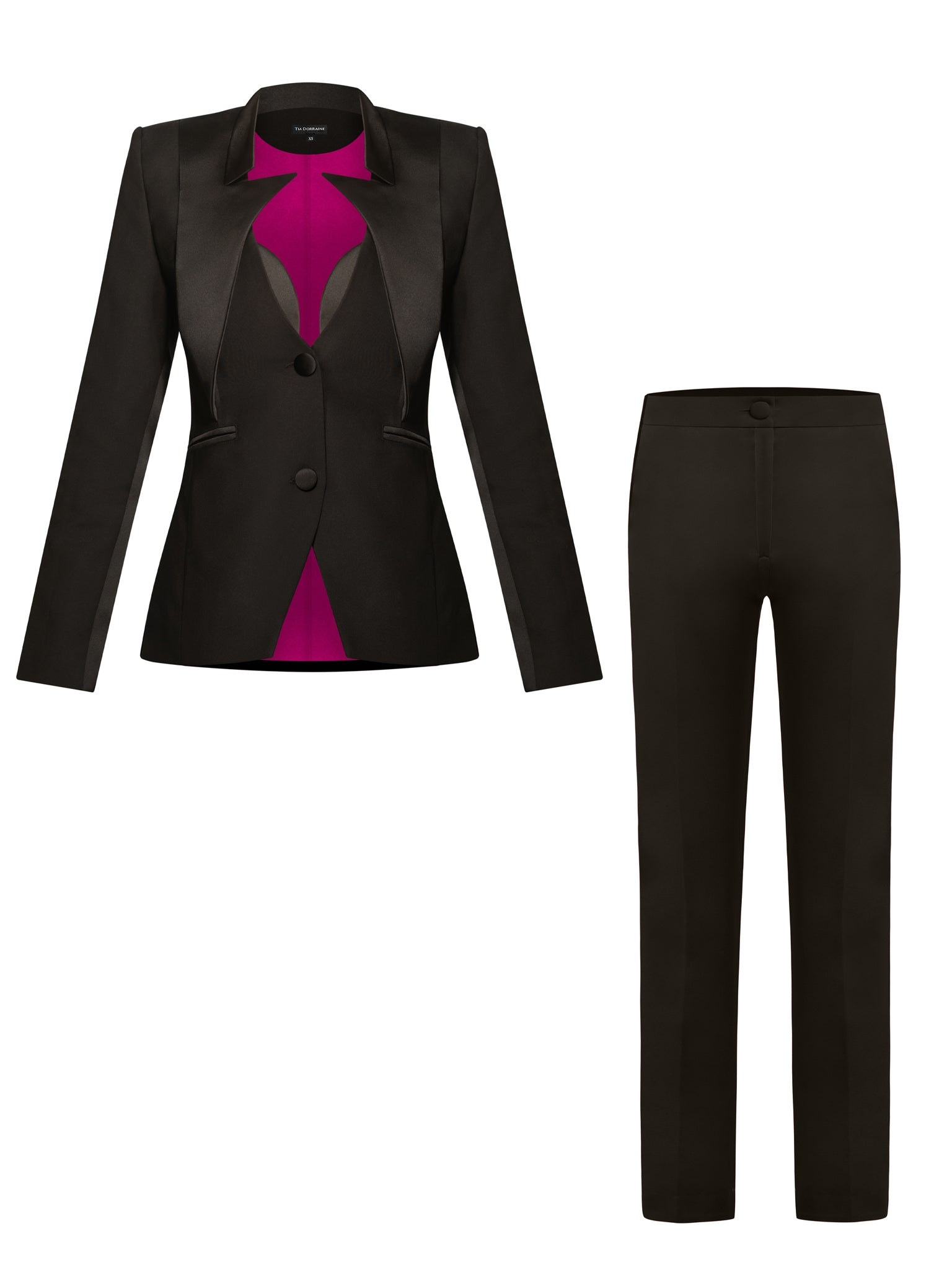 Tia Dorraine Femme Fatale Tailored Pant Suit - Black In Black