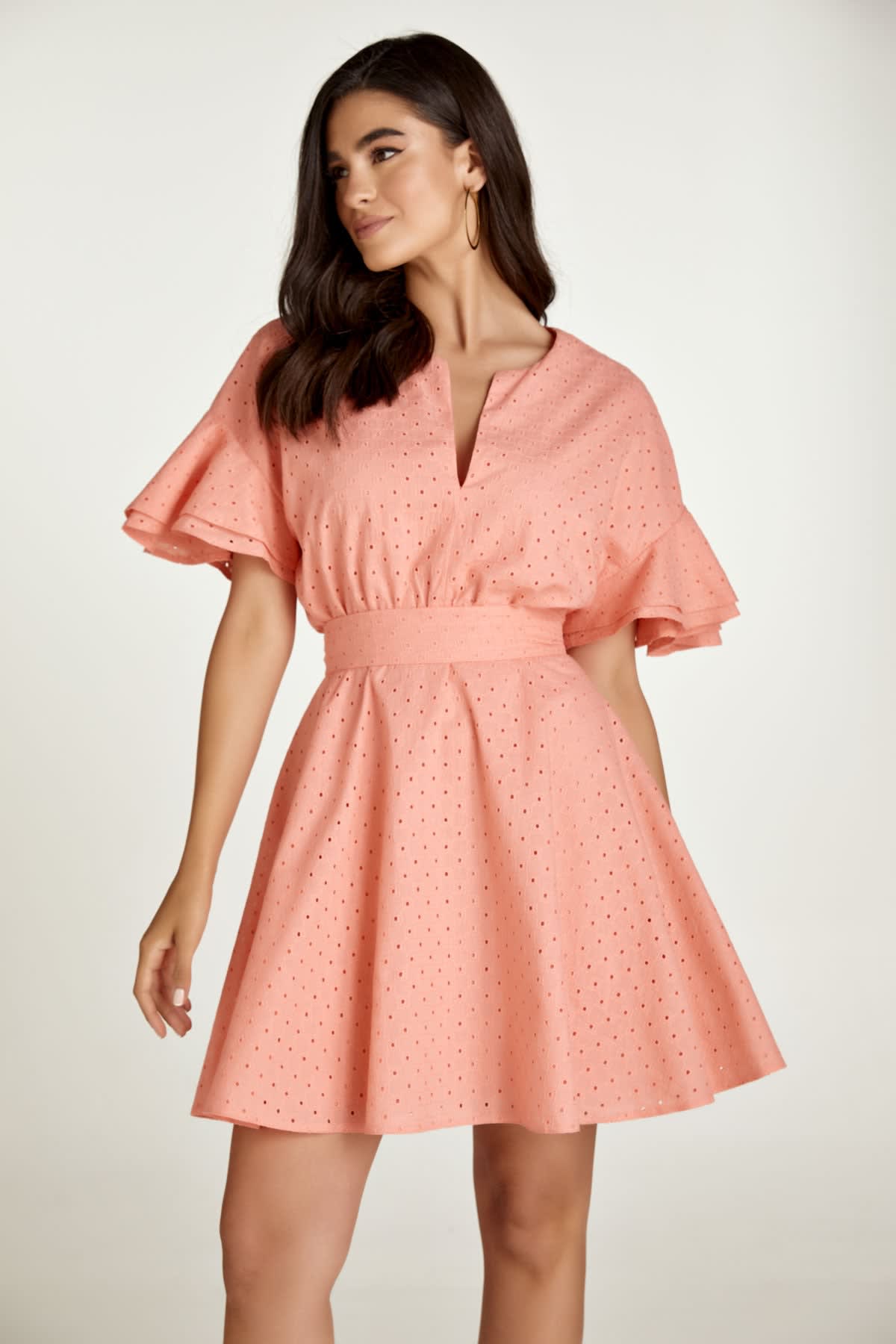 Coral embroidered dress online