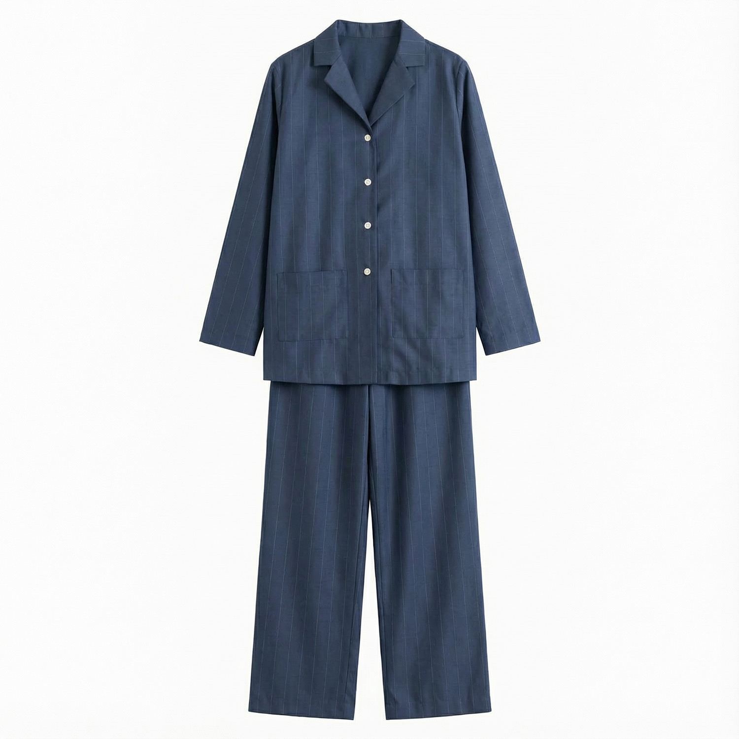 Decoflux Home Women's Blue Long Pyjamas Set Stripe In Line Indigo In Blue