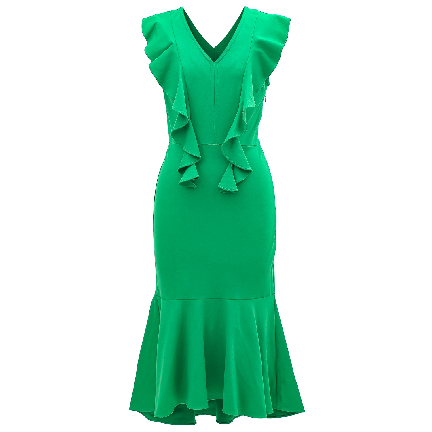 Smart And Joy Women's Jersey Dress With Wide Ruffles - Green In Green