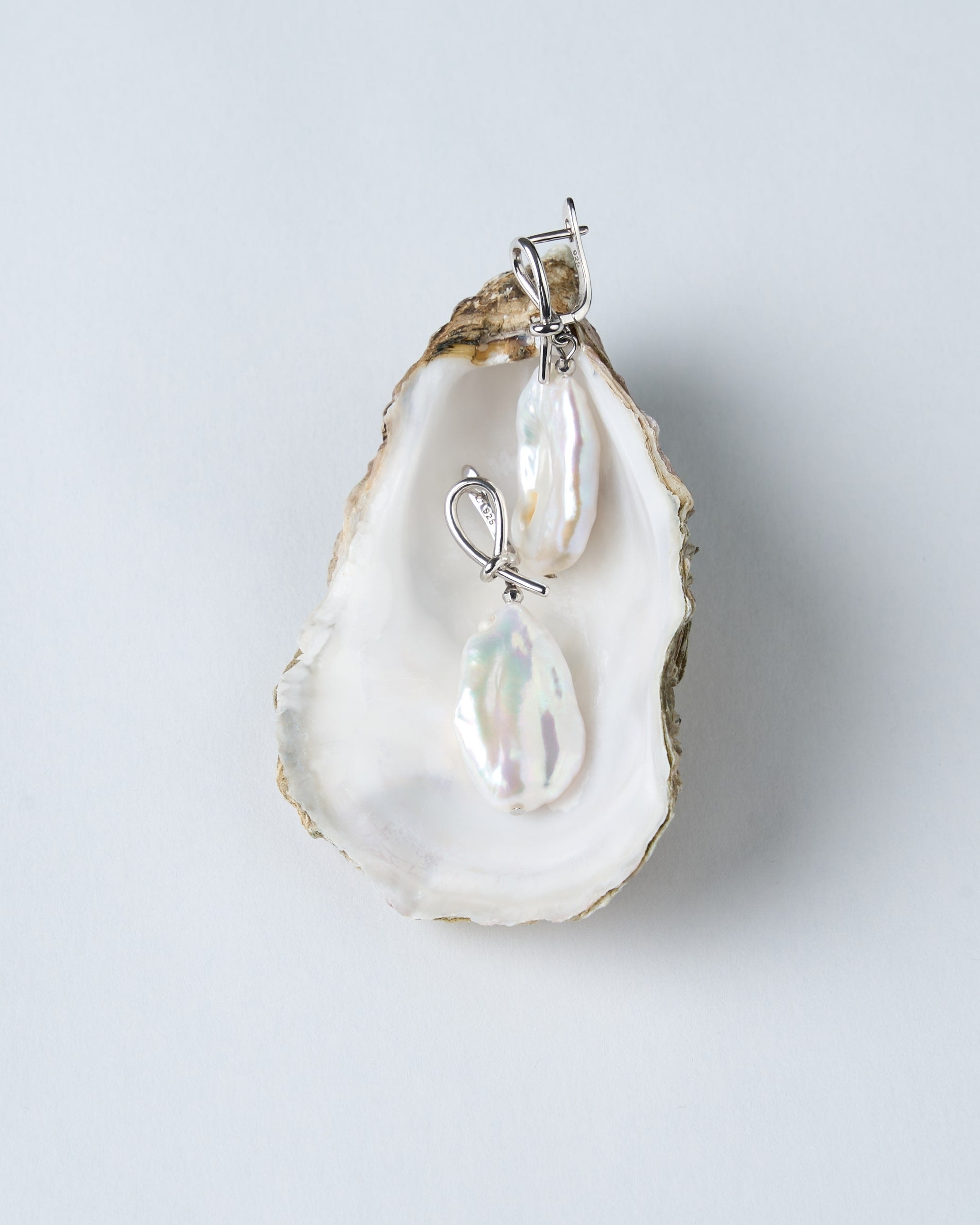 Mayfair Pearls Women's White / Silver Tide Knot Baroque Pearl Earrings In White