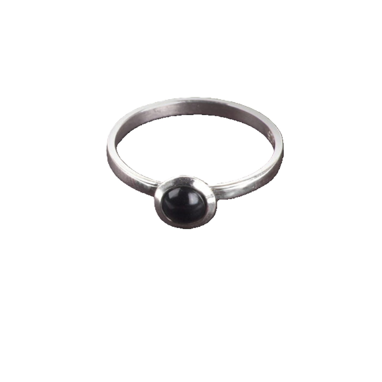 The Jewellery Store London Women's Black / Silver Round Black Onyx Ring In Sterling Silver