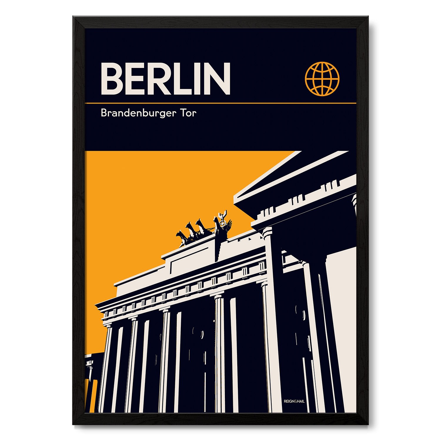 Berlin Brandenburg Gate Modernist Architectural Travel Poster A3 297 X 420Mm Reign & Hail