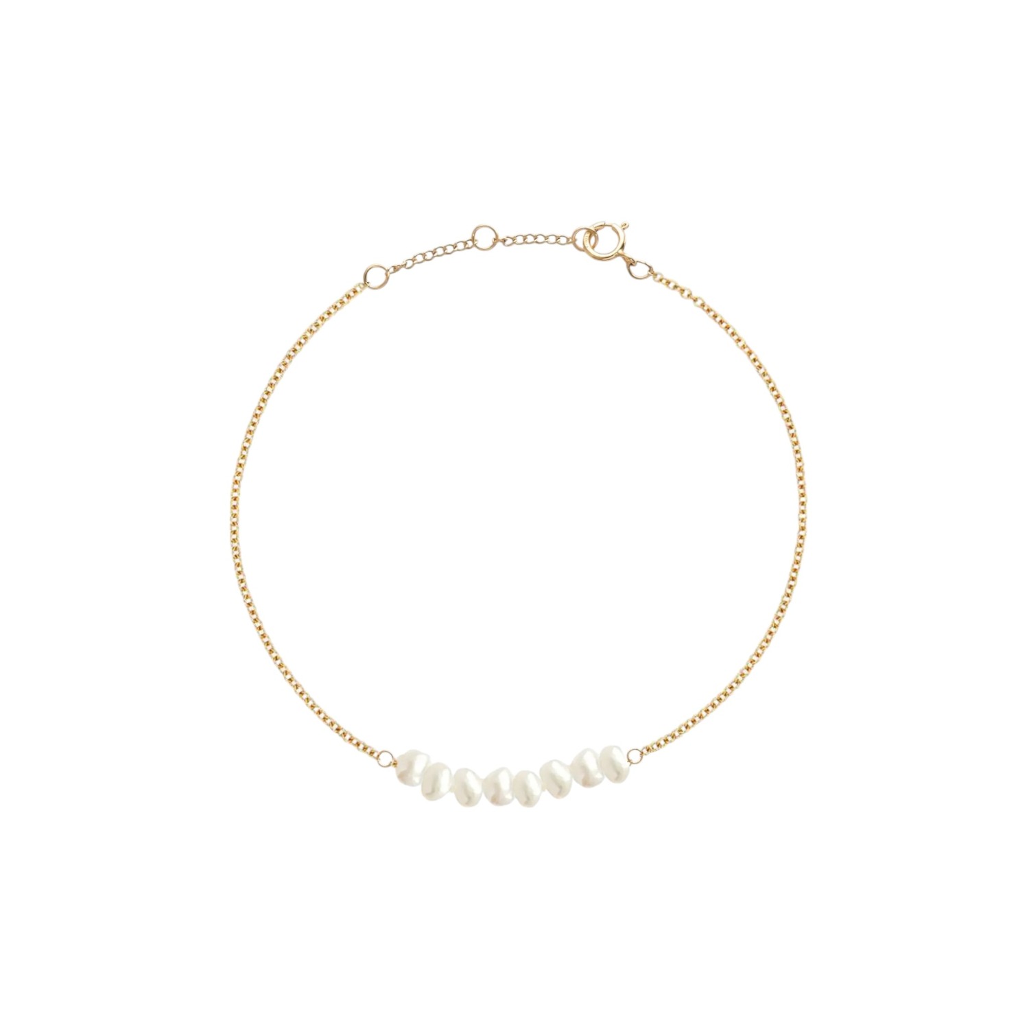 Ella Palm Women's White Cassis Keshi Pearl Gold Fine Cluster Bracelet
