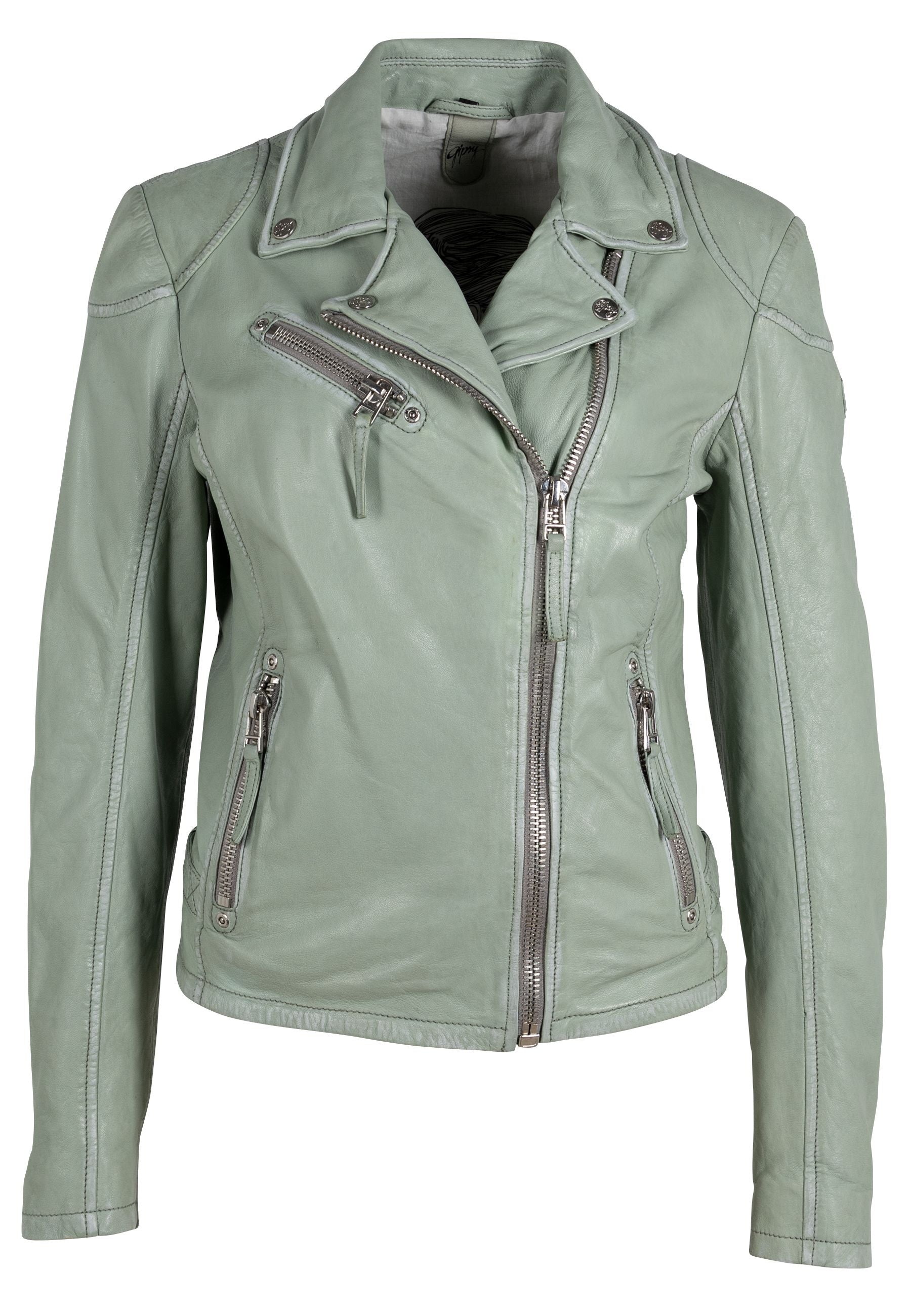 Mauritius Women's Sofia Rf Leather Jacket, Frosty Green In Green