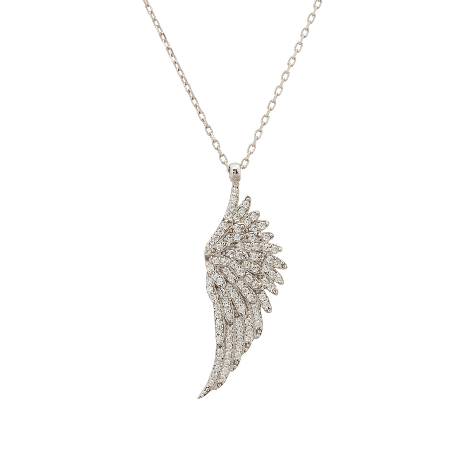 Women’s White / Silver Large Angel Wing Necklace Silver Latelita