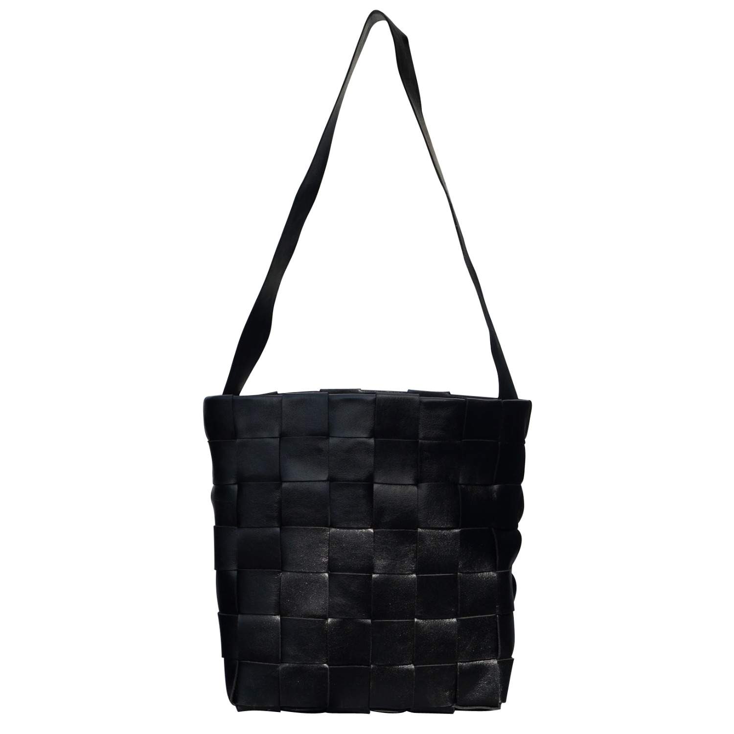 Woven Leather Crossbody Bag Azzura - Black, RIMINI