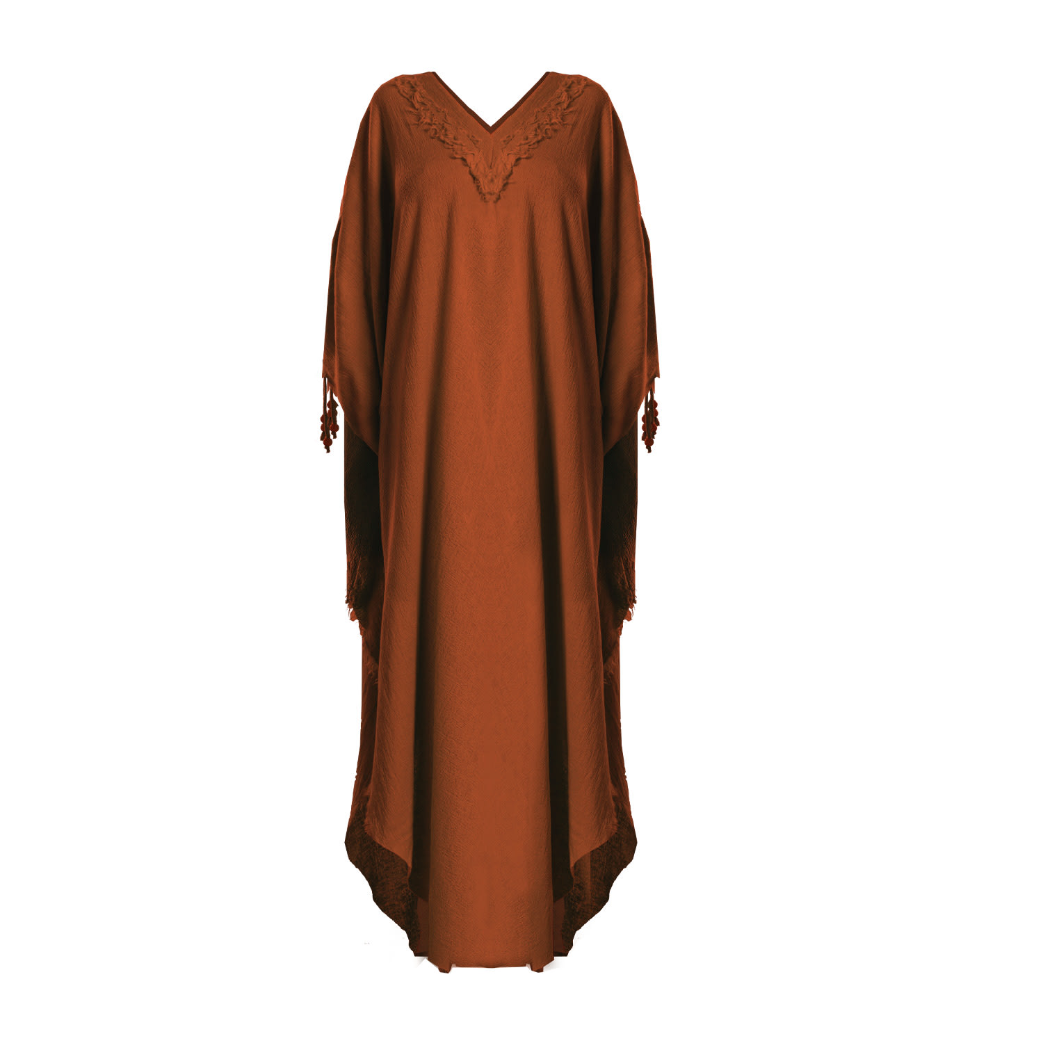Zhenabia Brown Boho Kaftan Women Summer Maxi Dress - Cinnamon