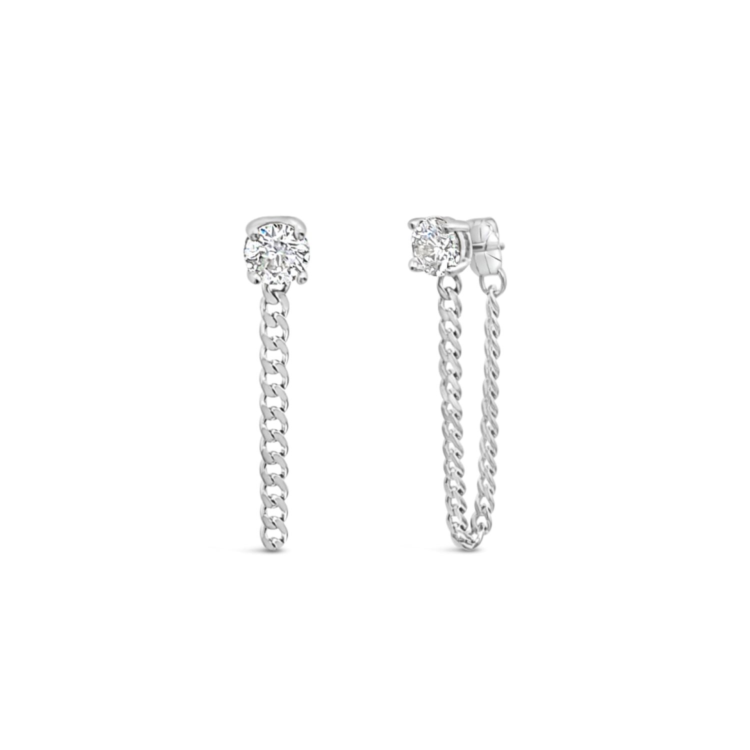 Lutiro Women's Fancy Curb Earring With Cz-white In White