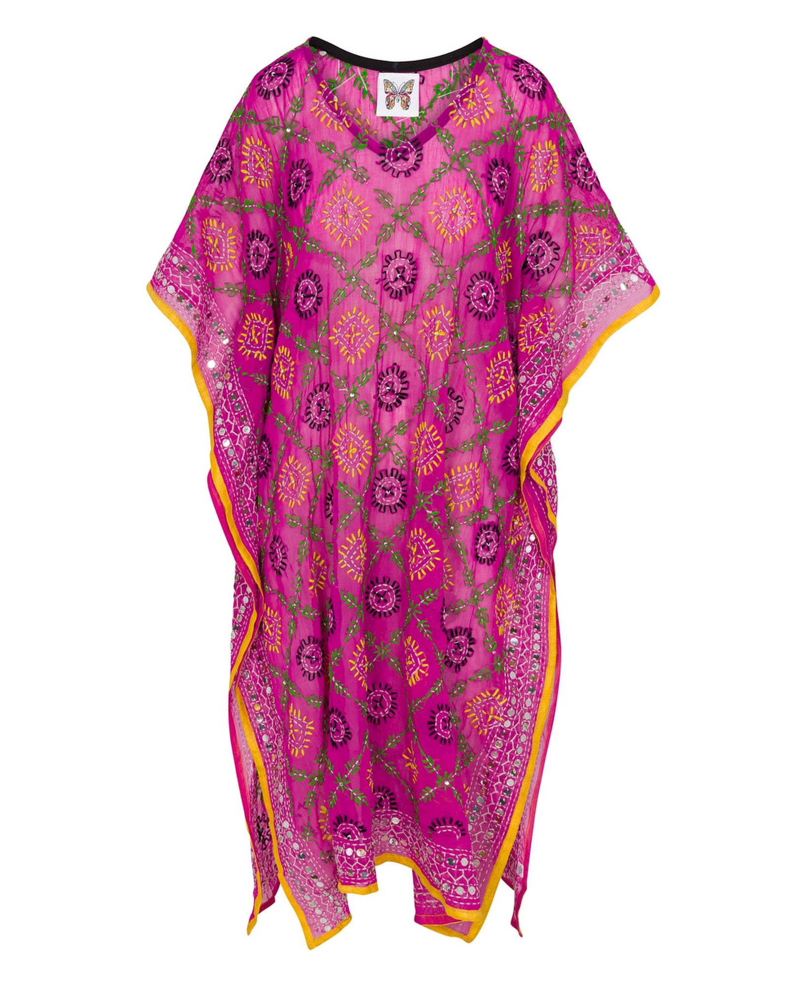 Women’s Pink / Purple Flora Embroidered Caftan - Magenta One Size Meghan Fabulous