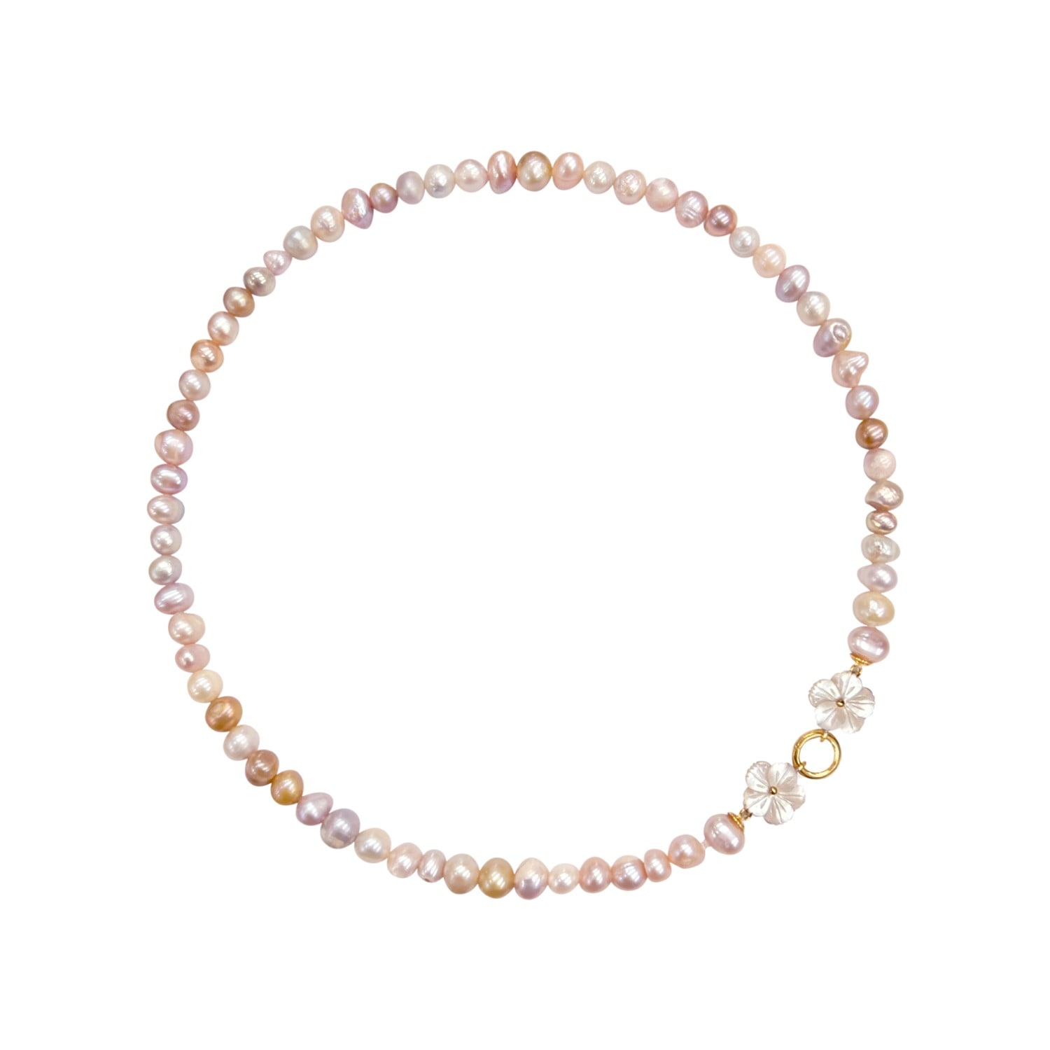 Alegoria Jewellery Women's White / Gold / Pink Cleito Duo Necklace - Pink Pearl