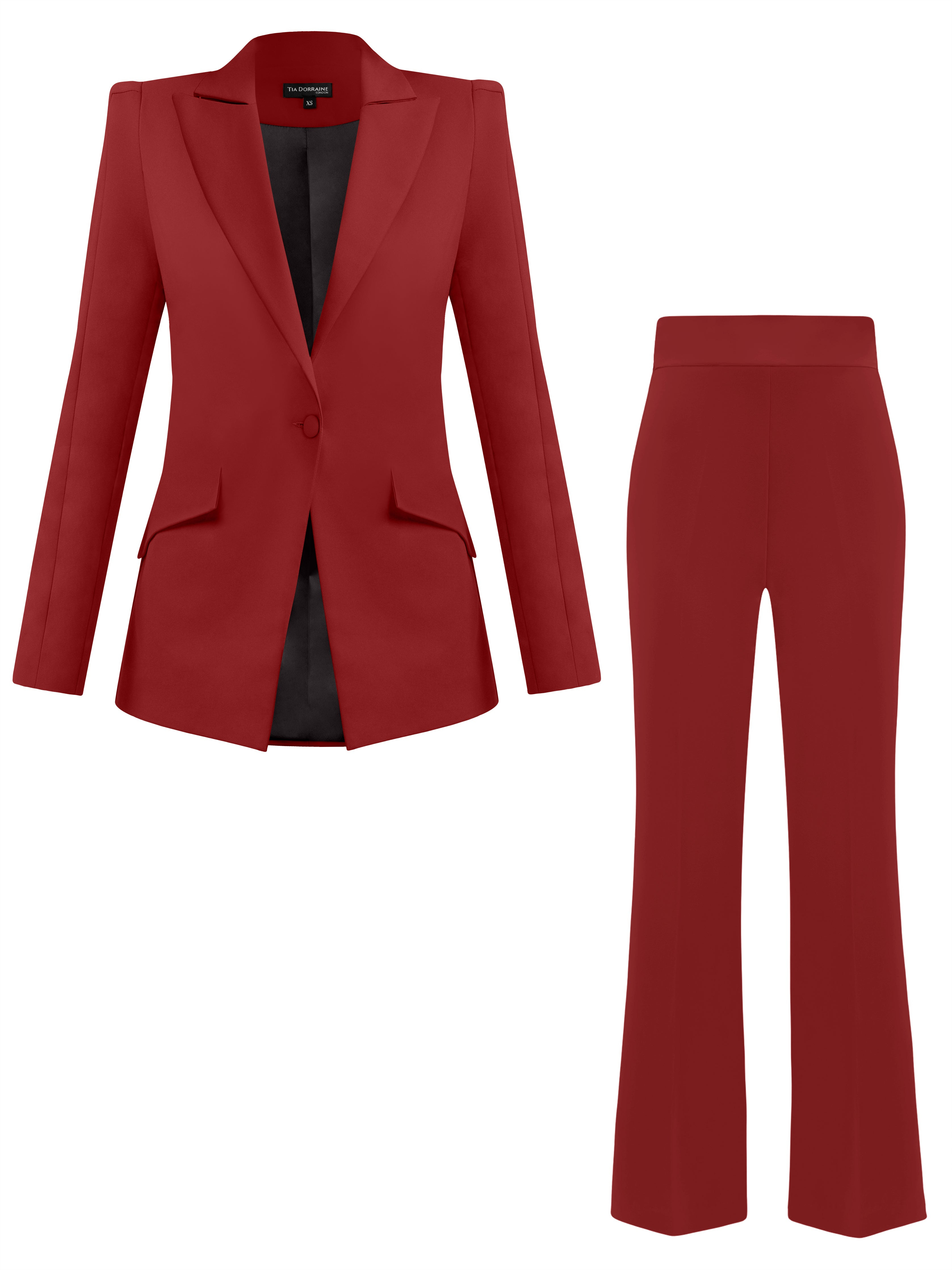 Tia Dorraine Red Illusion Blazer & Trousers Set - Burgundy In Red