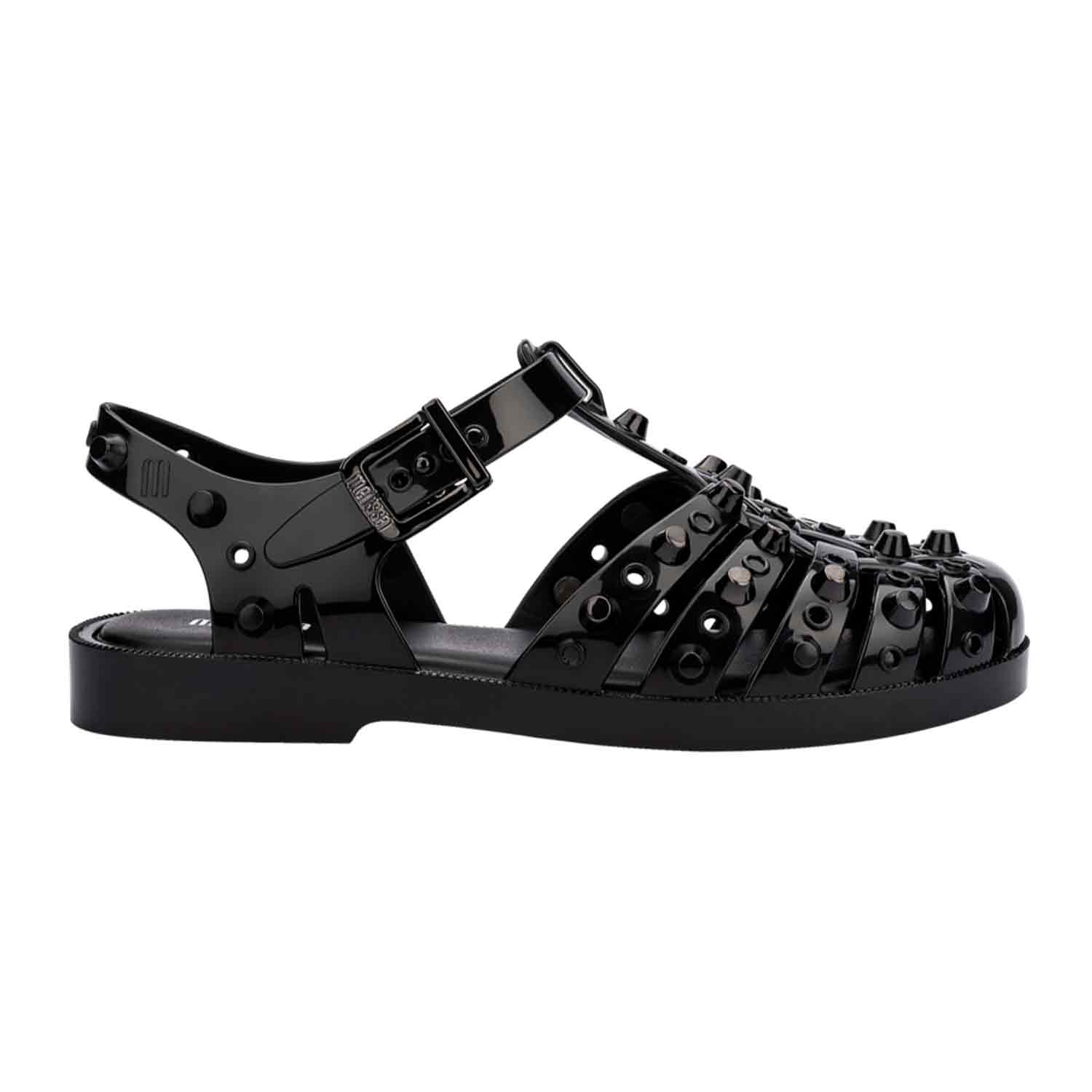 Melissa Possession Studs Sandal In Black/dark Grey, Women's At Urban Outfitters In Black