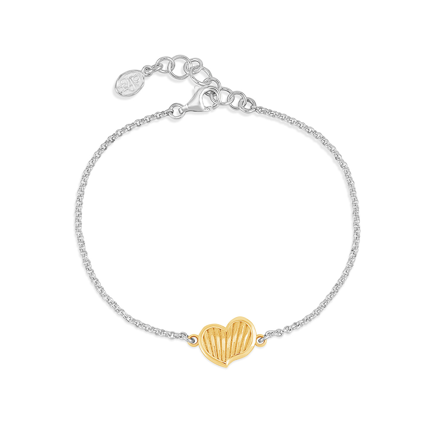 Dower & Hall Women's Silver / Gold Humbug Heart Chain Bracelet In Silver Vermeil In Metallic