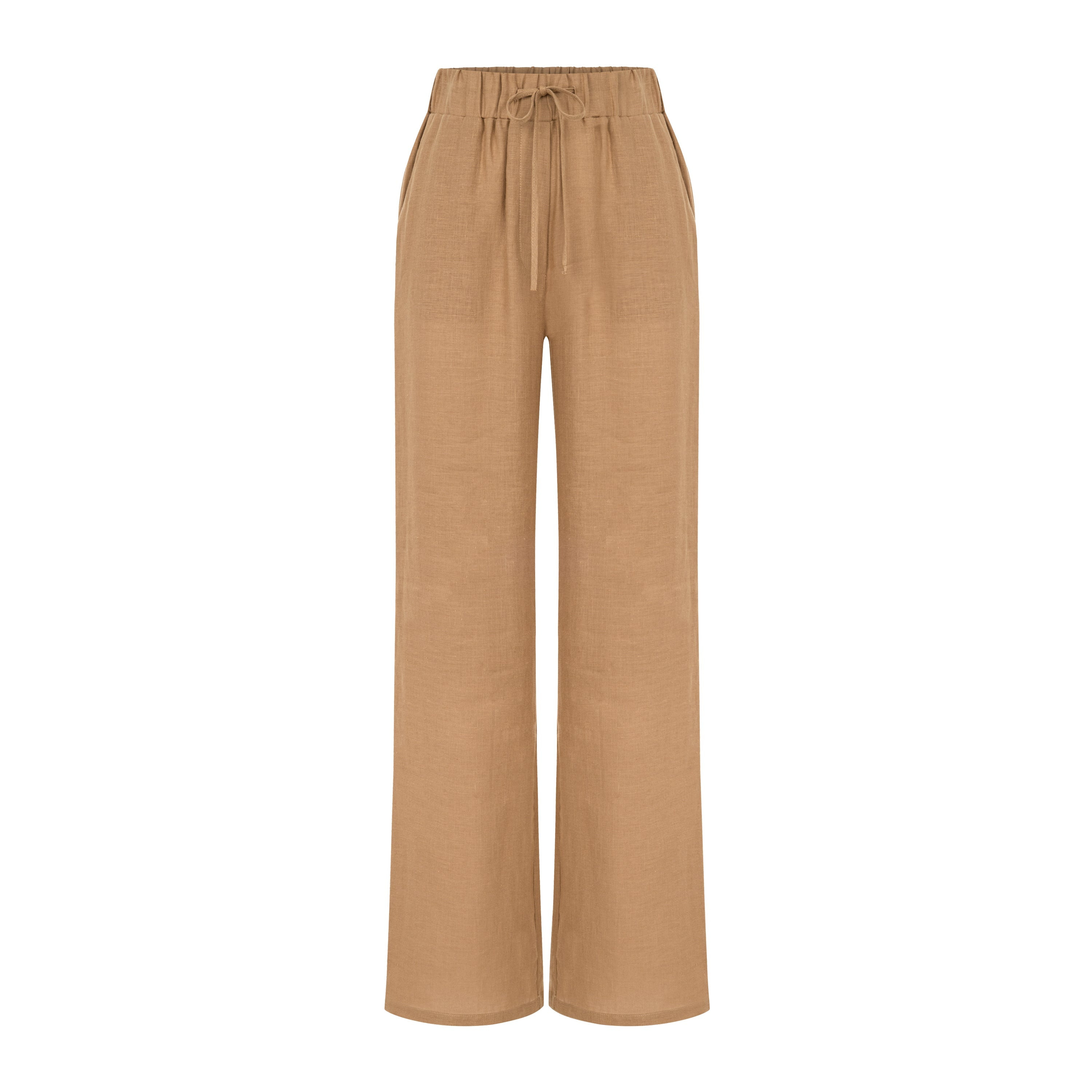 Dor Raw Luxury Women's Brown Today Linen Pants - Camel In Brown