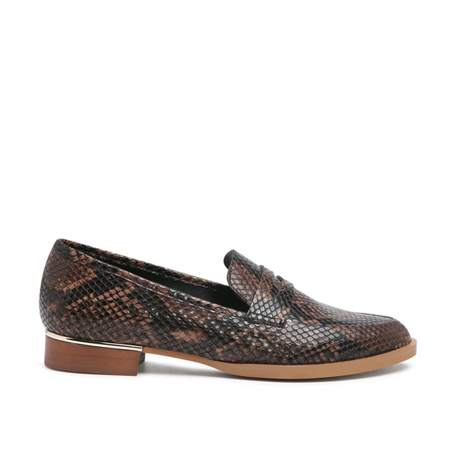Rag & Co Women's Nadia Brown Snake Textured Loafers