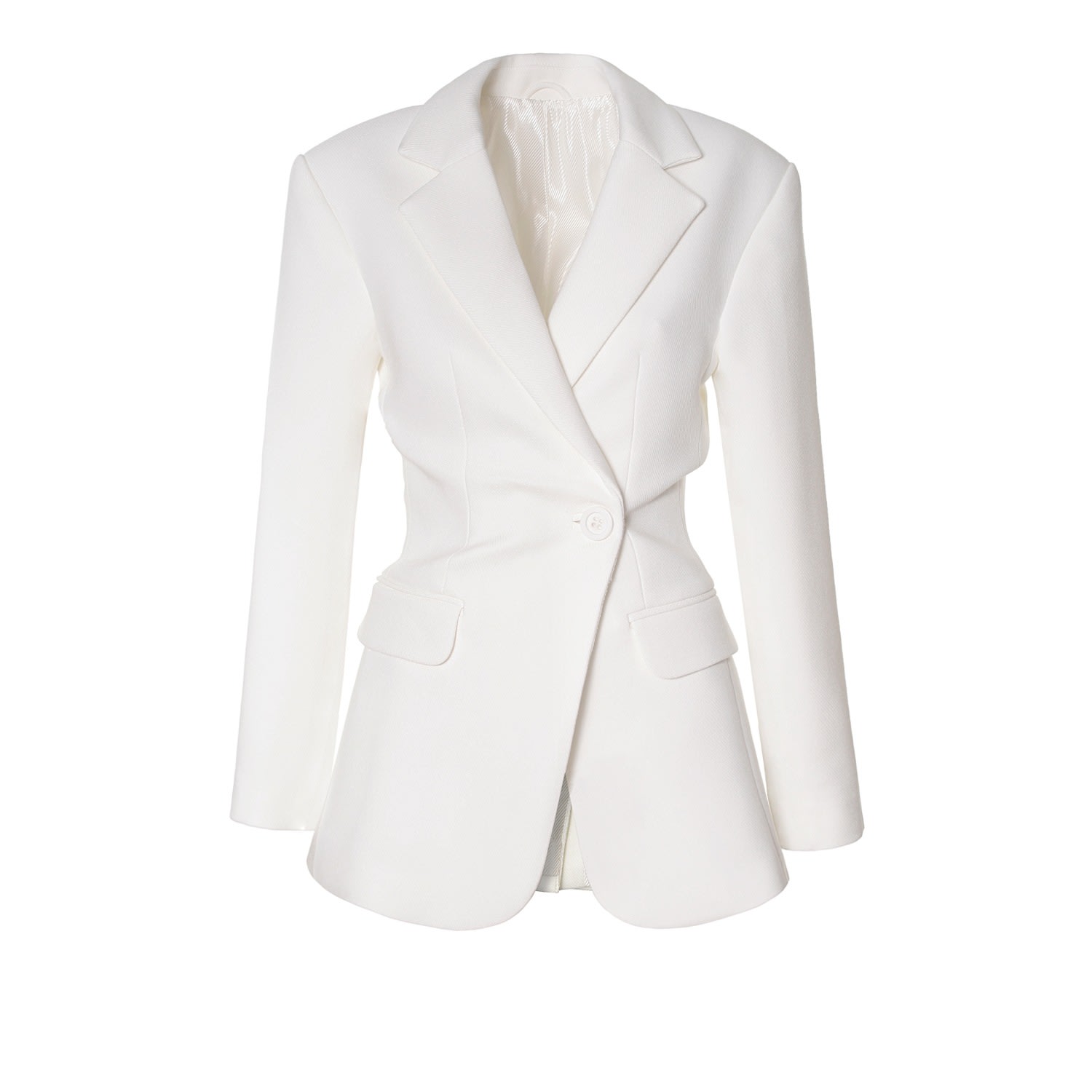 Women's Isabella Off White Hourglass Shaped Feminine Blazer | Xxxs | Aggi by Halewski