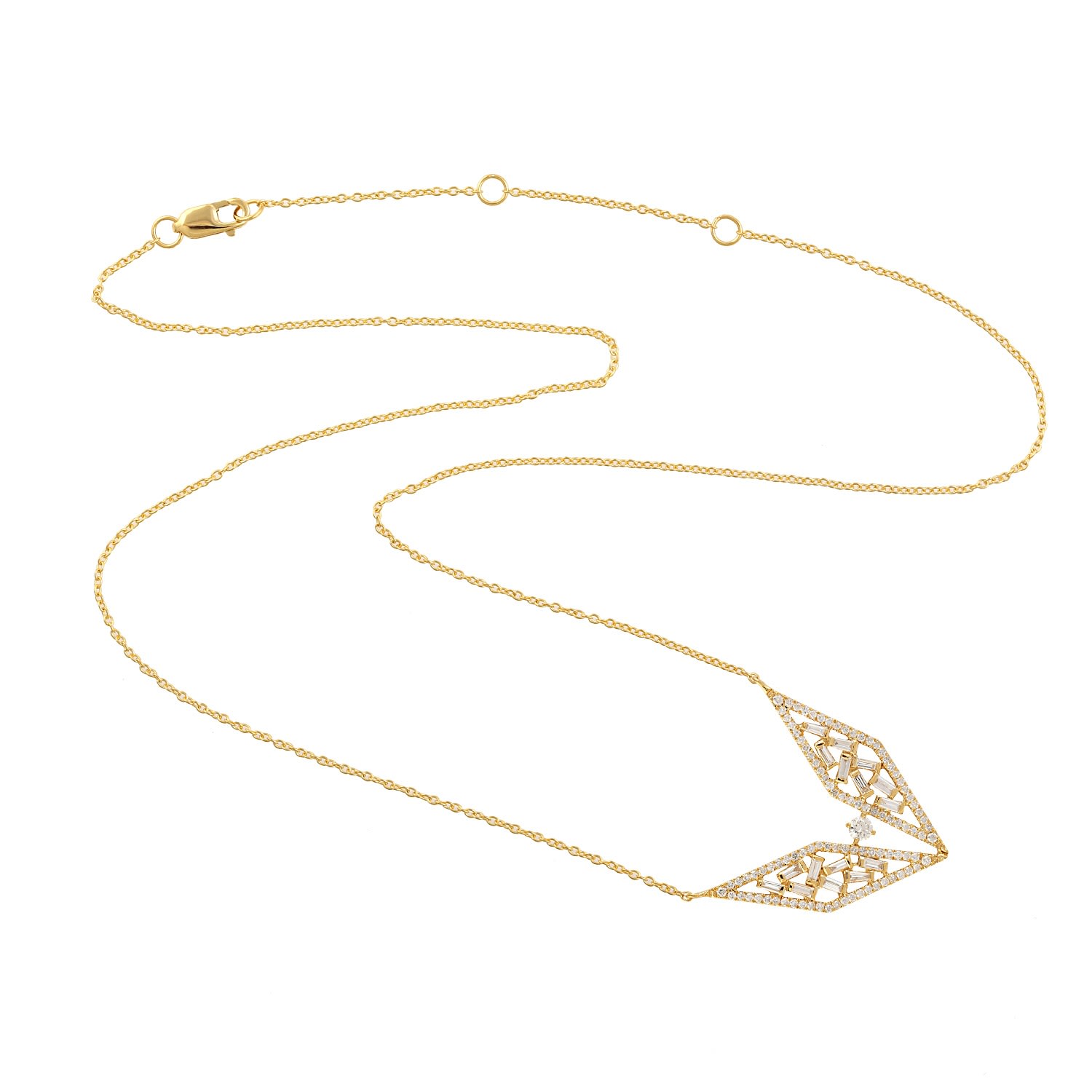Artisan Women's Gold / Yellow 18k Yellow Gold Baguette Diamond Choker Necklace
