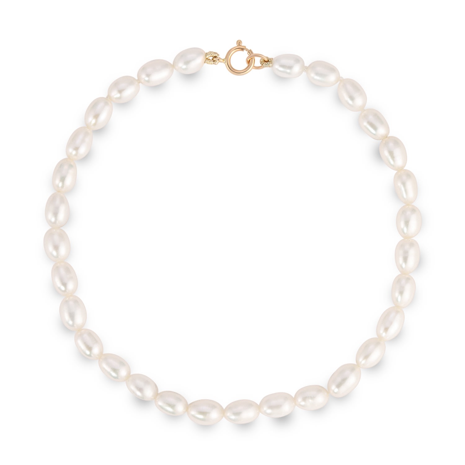 Atma Prema Women's Gold / White Pearl Anklet In Gray