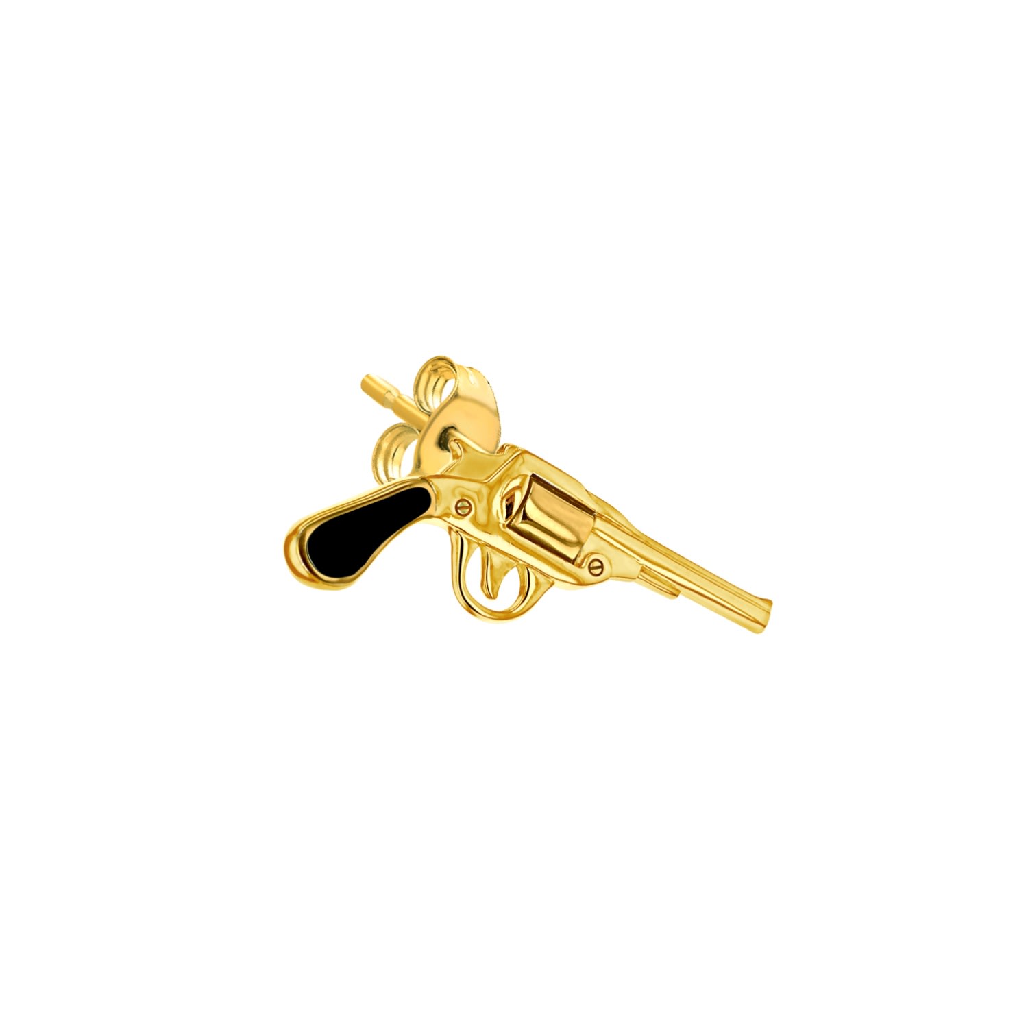 True Rocks Women's 18kt Gold-plated & Black Retro Pistol Stud