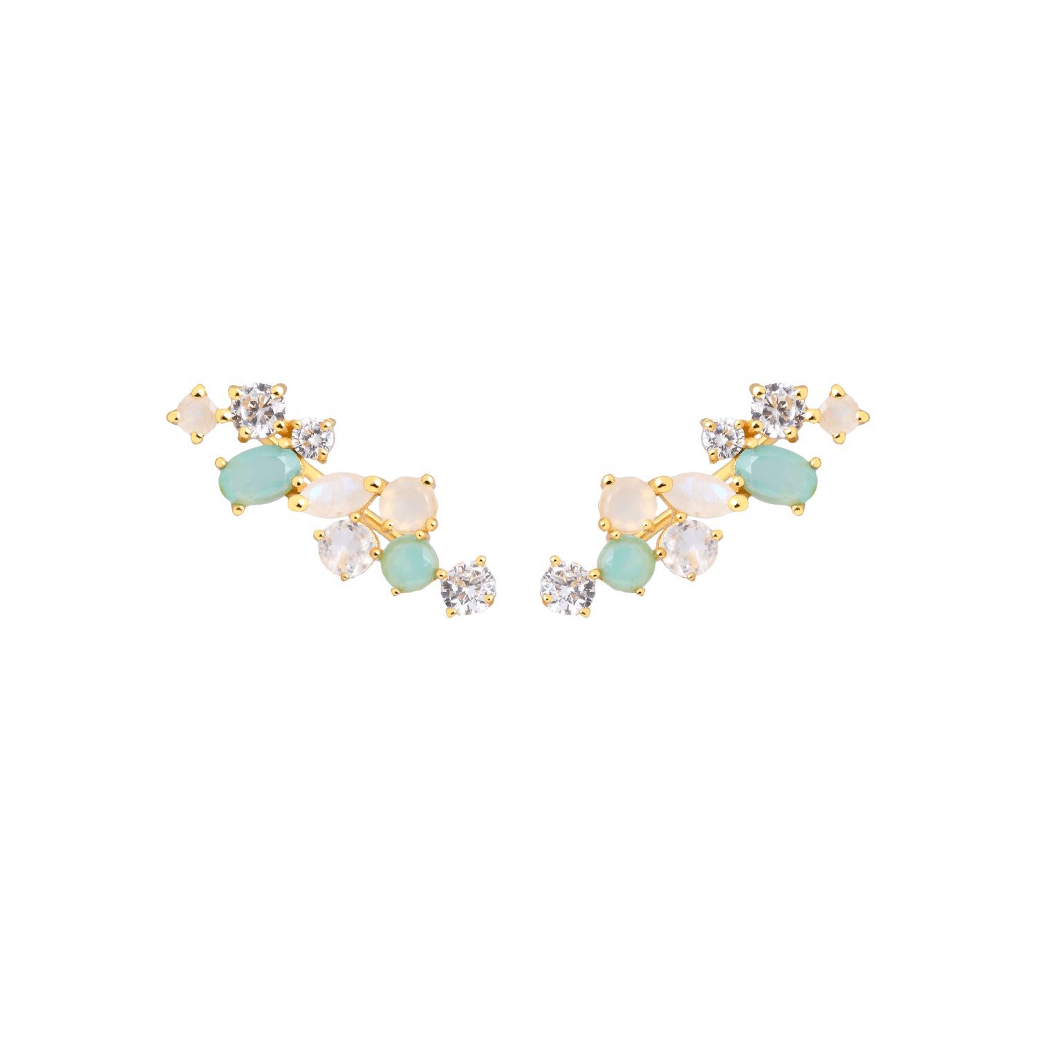 Women’s Gold / Blue / White White And Aquamarine Aine Earrings Lavani Jewels