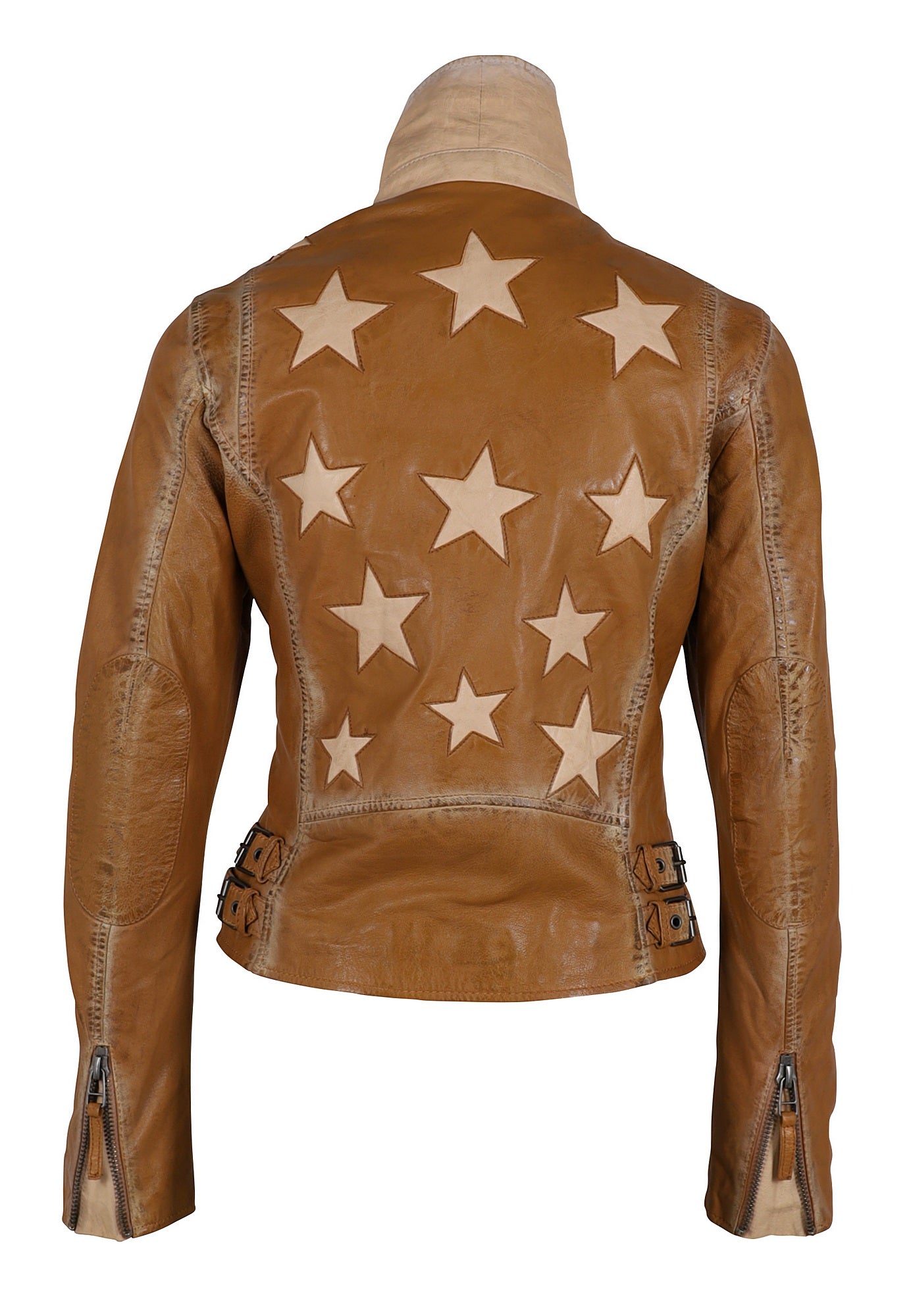 Women’s Brown Christy Rf Star Detail Leather Jacket, Honeycomb Small Mauritius