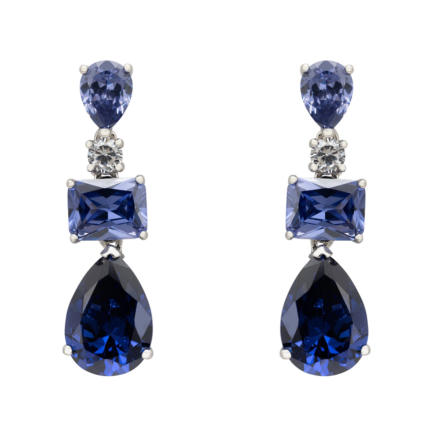 LATELITA WOMEN'S BLUE / WHITE / SILVER VALENTINA DROP EARRINGS SILVER TANZANITE