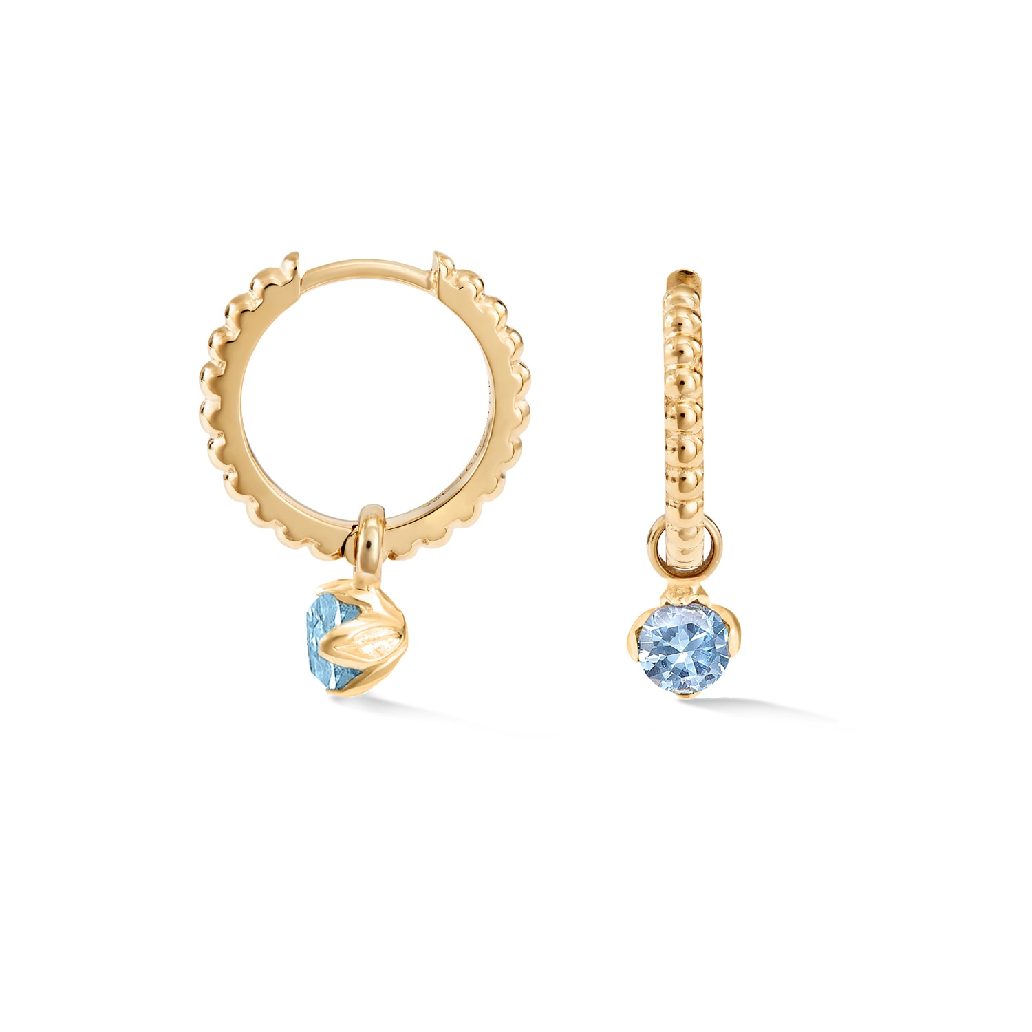 Women’s Gold Aquamarine Charm On Large Dotty Orissa Hoops In Vermeil Dower & Hall