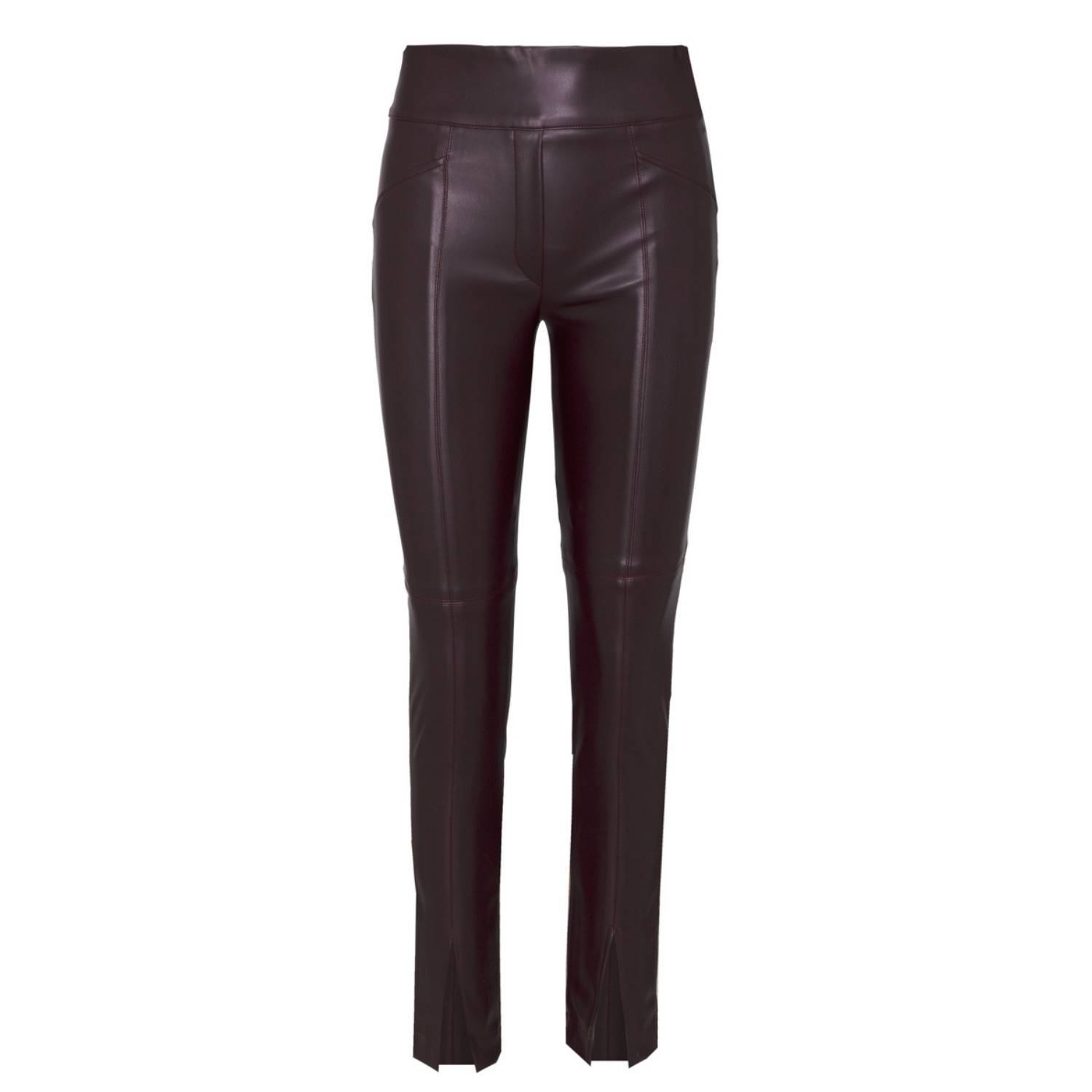The Extreme Collection Women's Purple Berenice Burgundy Faux Leather Trousers In Brown