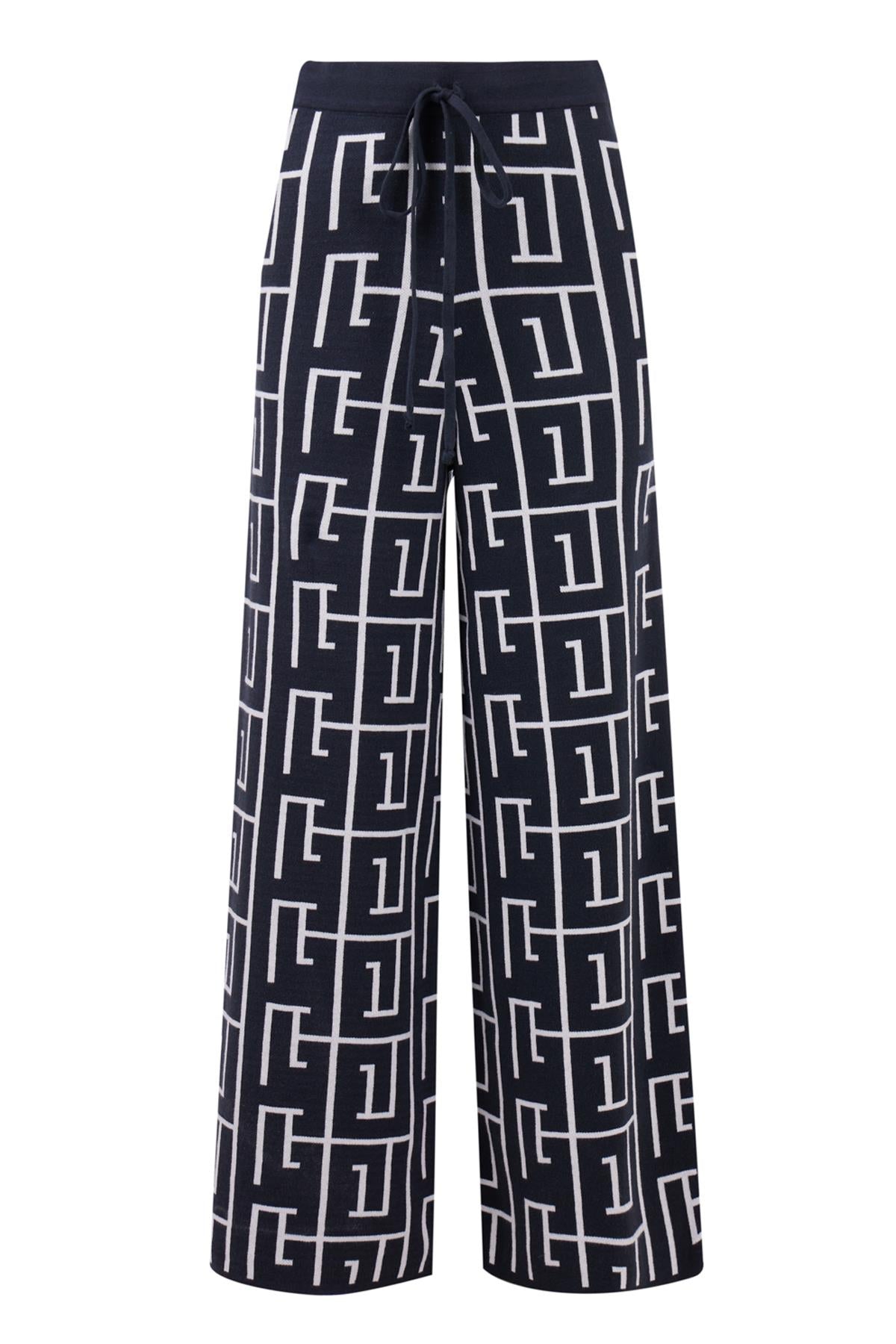 Peraluna Women's Maze Knit Trouser In Pure Organic Cotton - Anthracite / Ecru In Beige