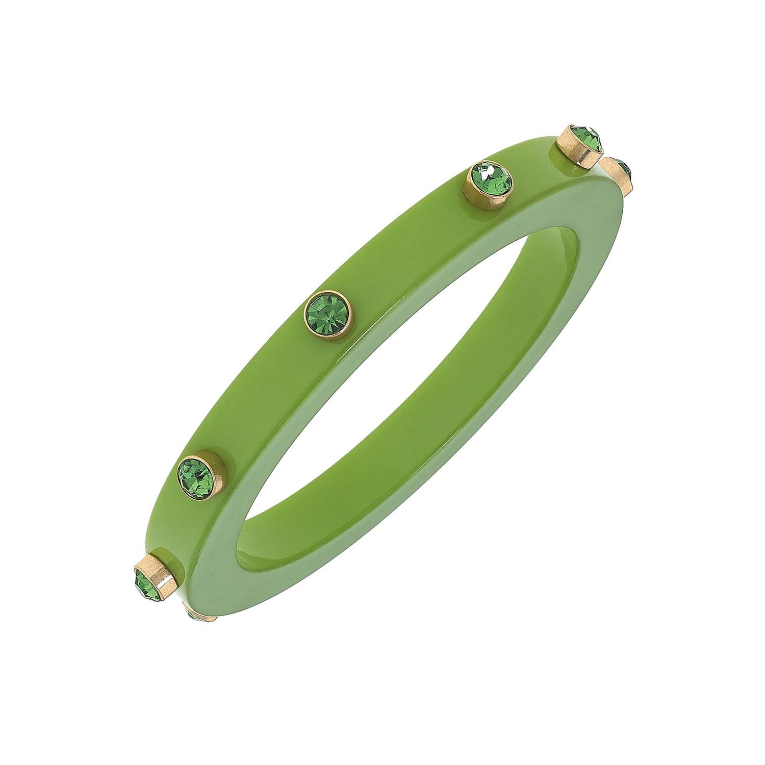 Michael Nash Jewelry Women's Green Bangle Adorned With Green Crystal Stones In Green