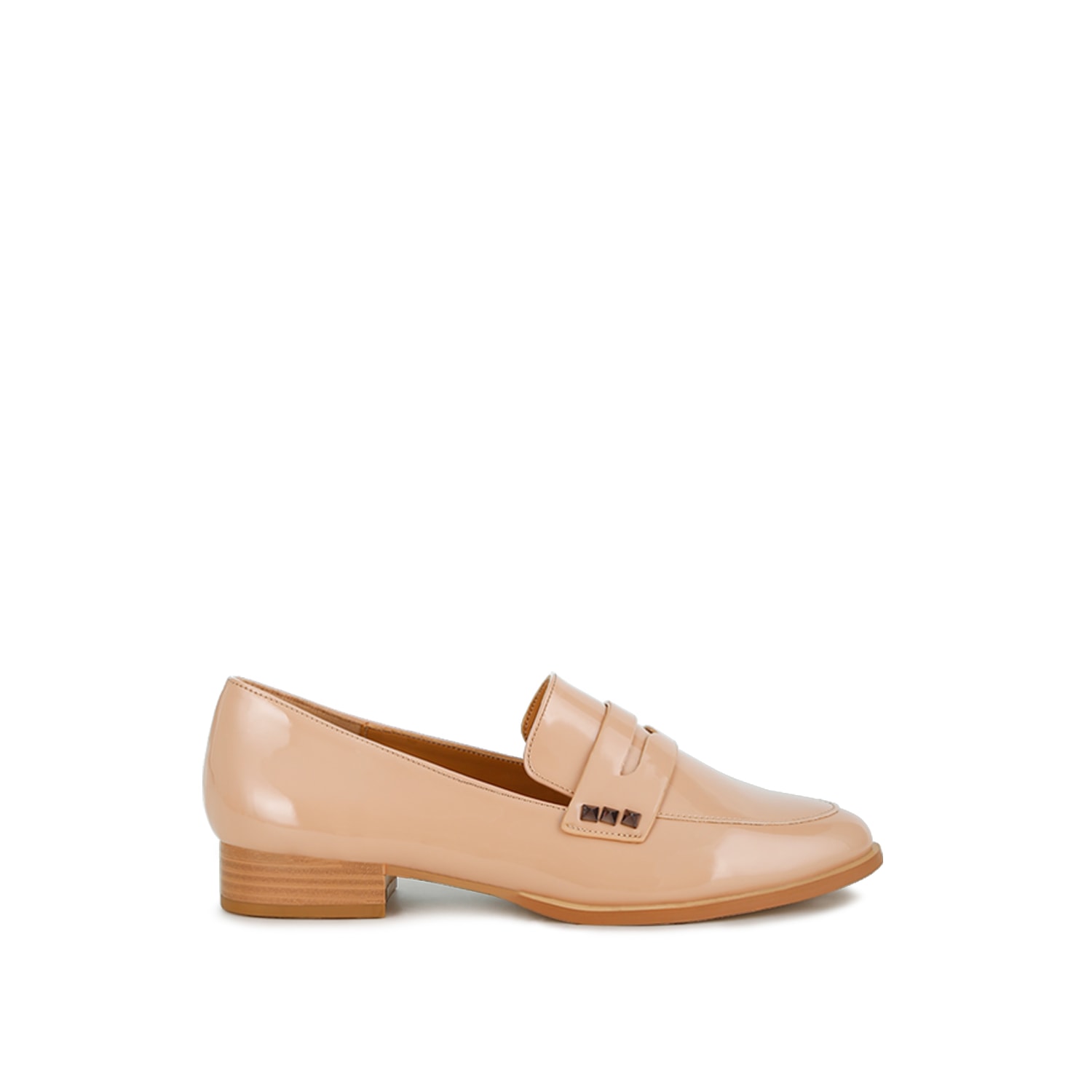Rag & Co Women's Neutrals Noshiya Patent Pleather Penny Loafers In Beige In Beige