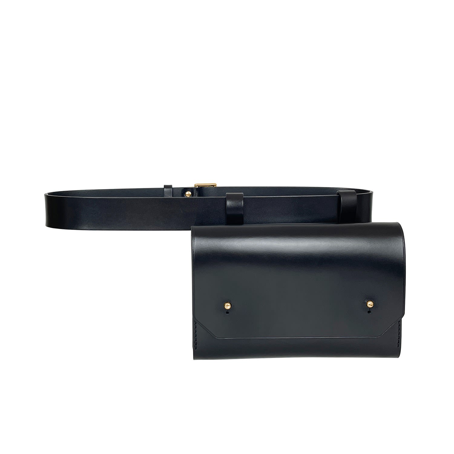Women’s Black Leather Envelope Belt Bag Extra Large Haute Cuir