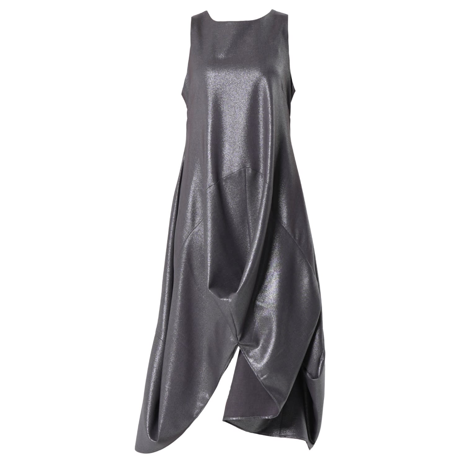 Women's Silver Metallic Sleeveless Maxi Dress | 3Xl | Metamorphoza